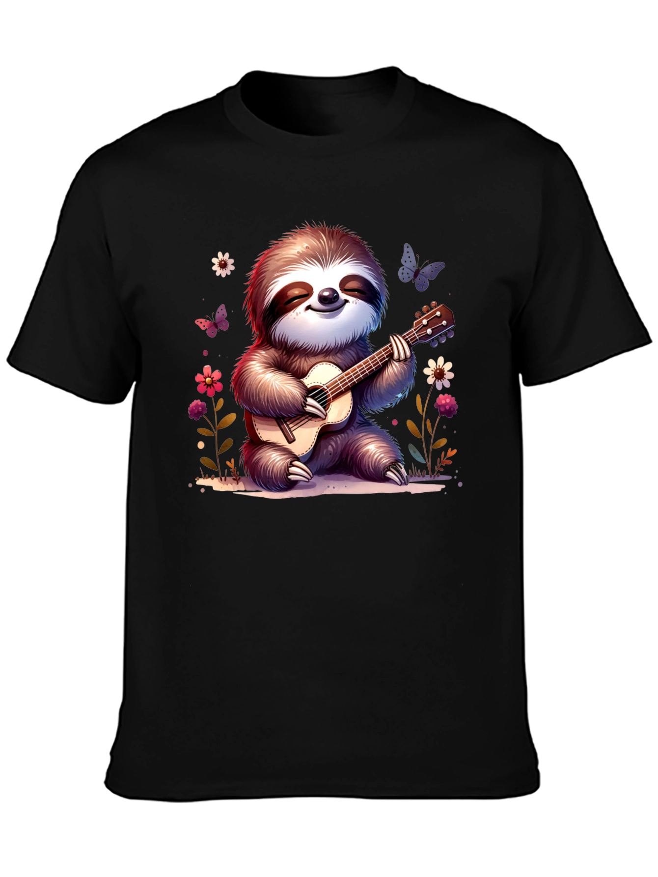 Cute Sloth Guitarist Graphic T-Shirt