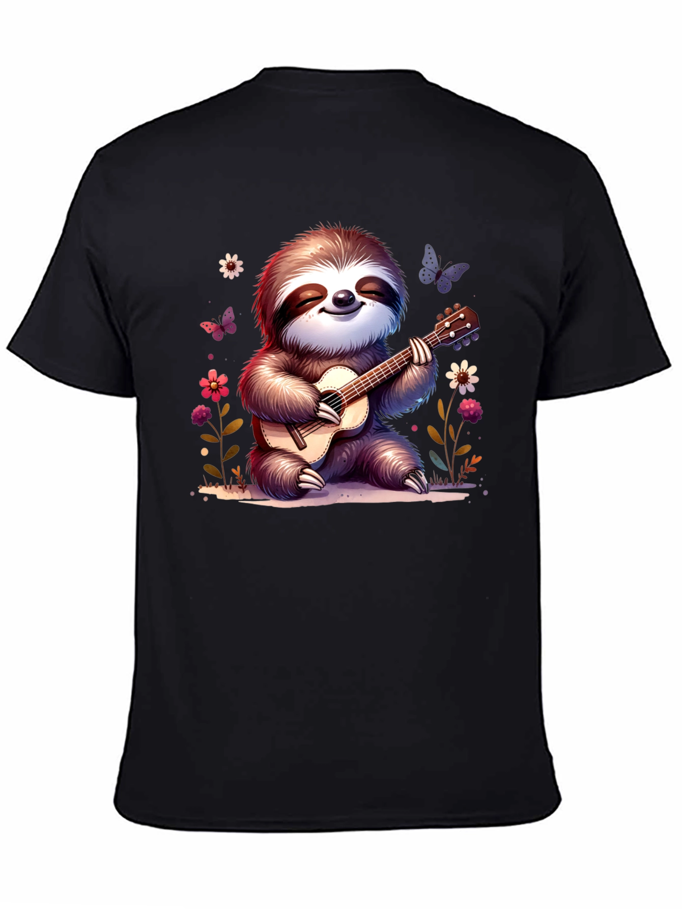 Cute Sloth Guitarist Graphic T-Shirt