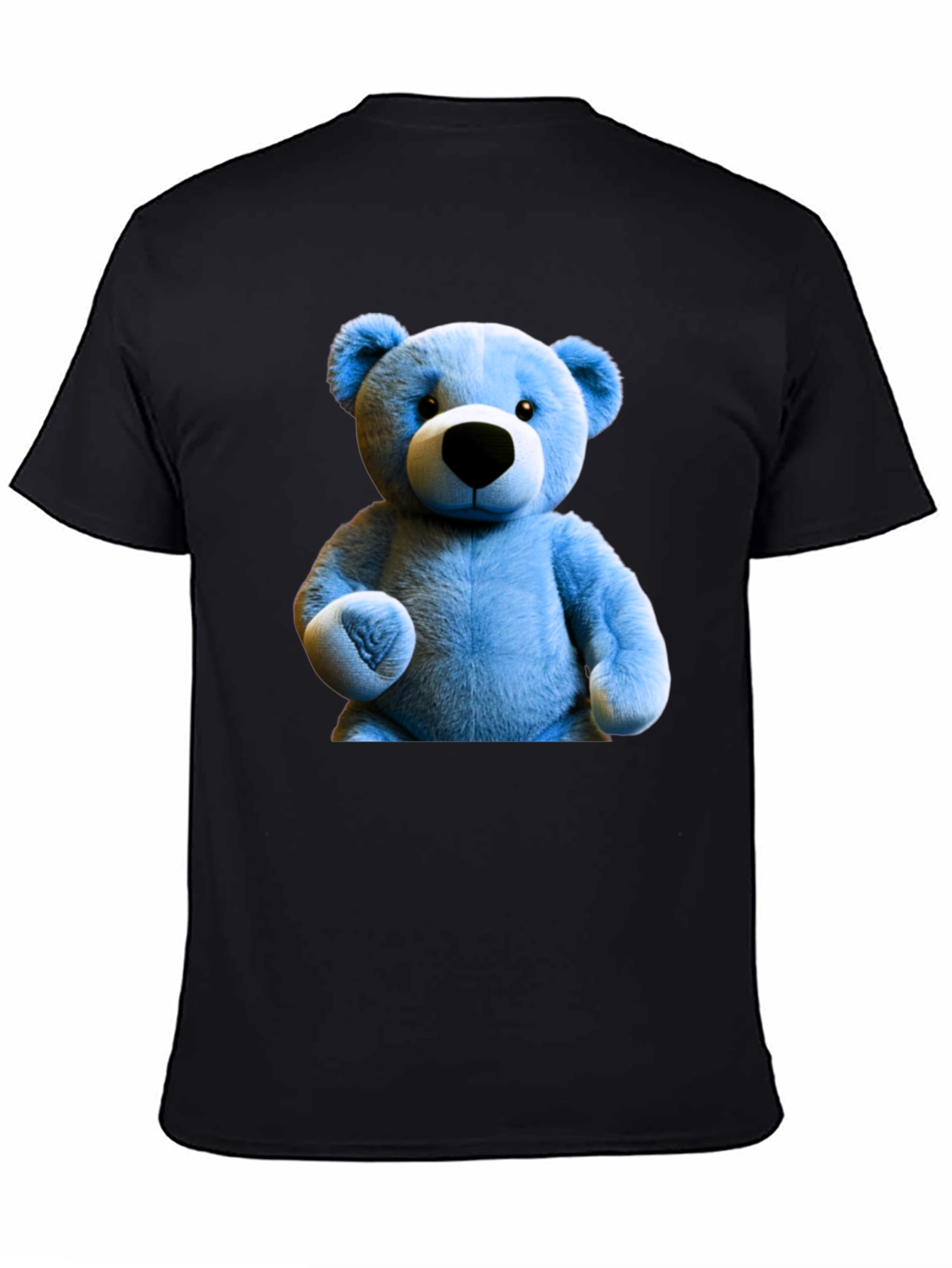 Blue Teddy Bear Graphic Tee - Mens Black T-Shirt