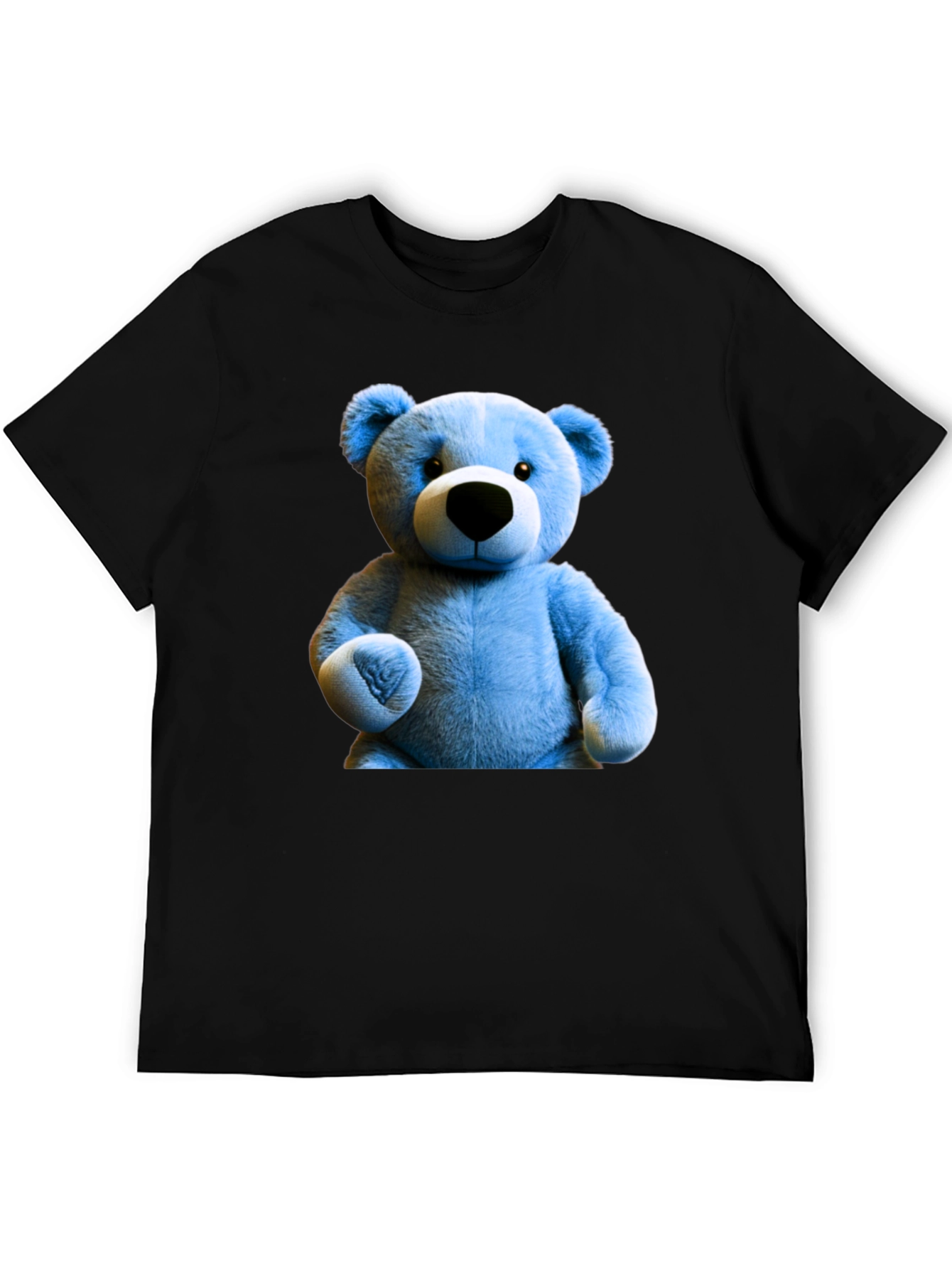 Blue Teddy Bear Graphic Tee - Mens Black T-Shirt