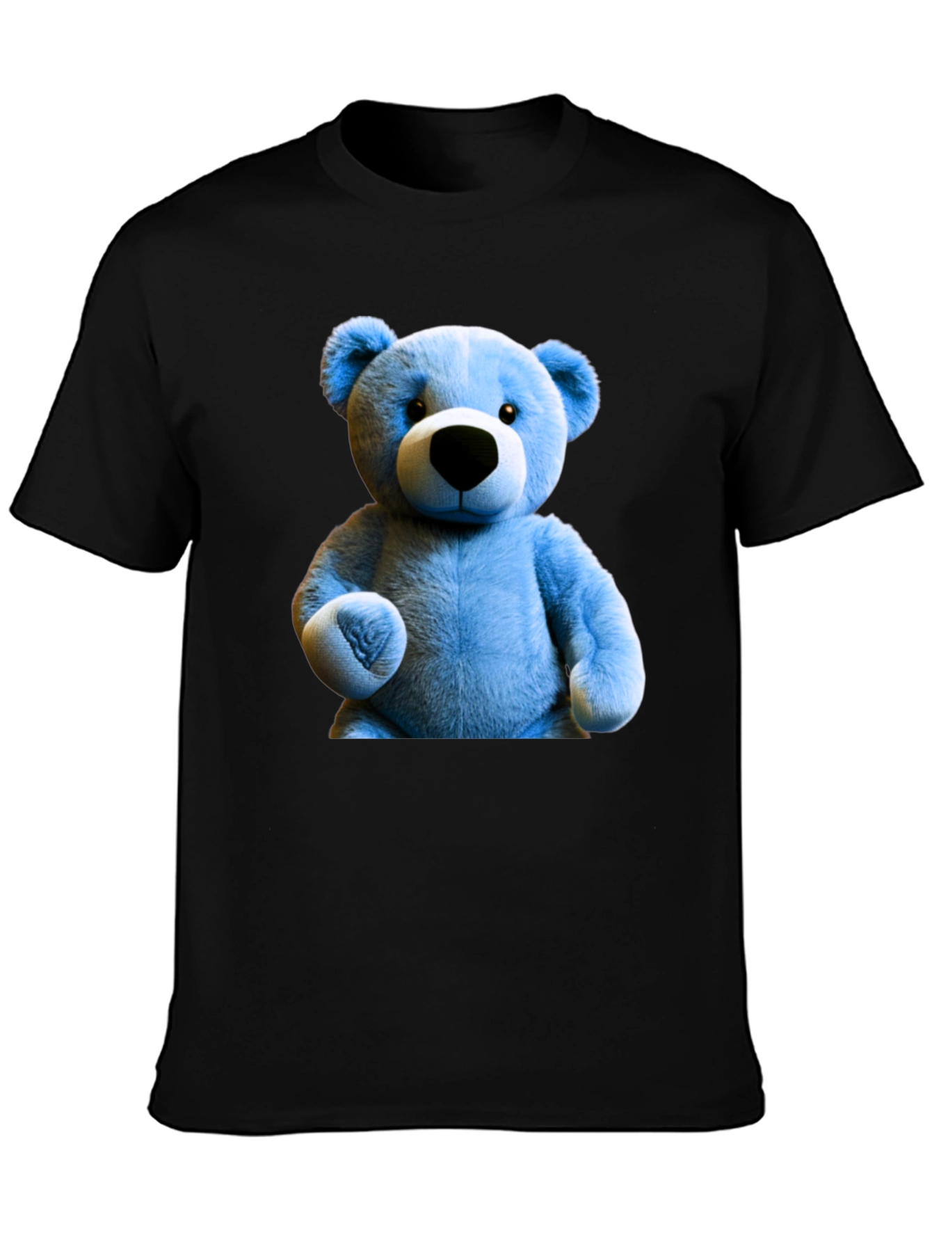 Blue Teddy Bear Graphic Tee - Mens Black T-Shirt