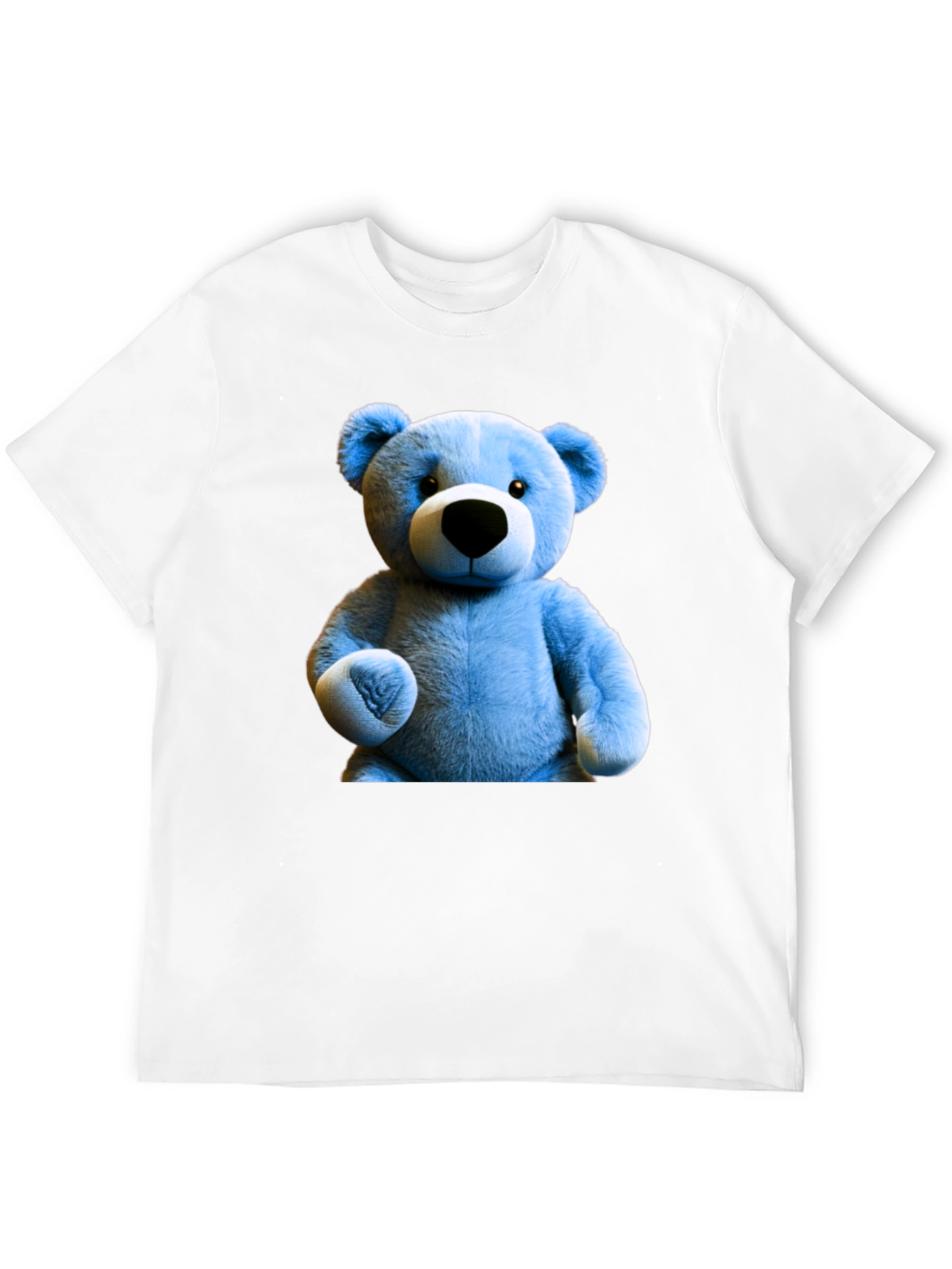 Blue Teddy Bear Graphic Tee - Mens Black T-Shirt