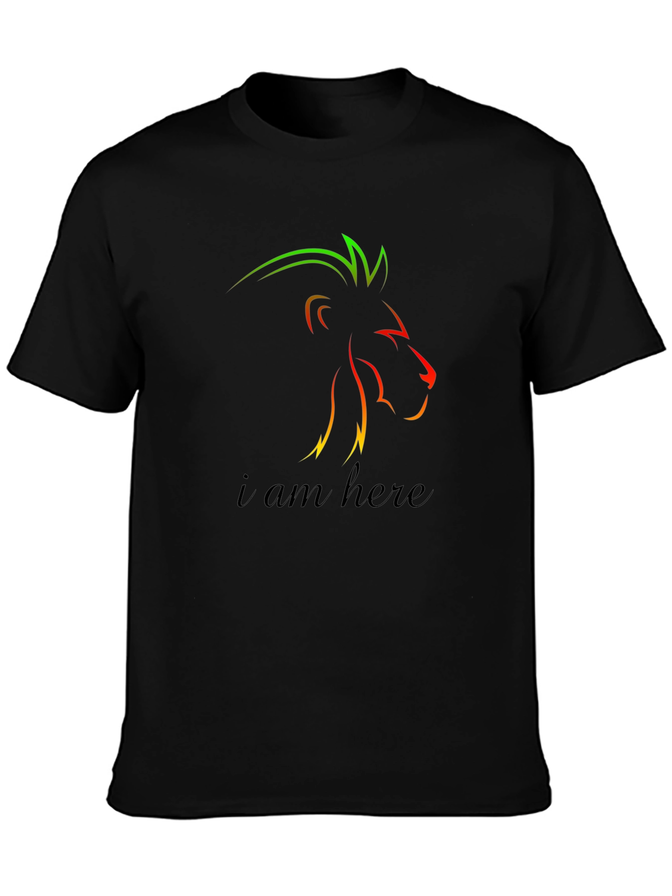 Lion Graphic Tee - I Am Here Black T-Shirt