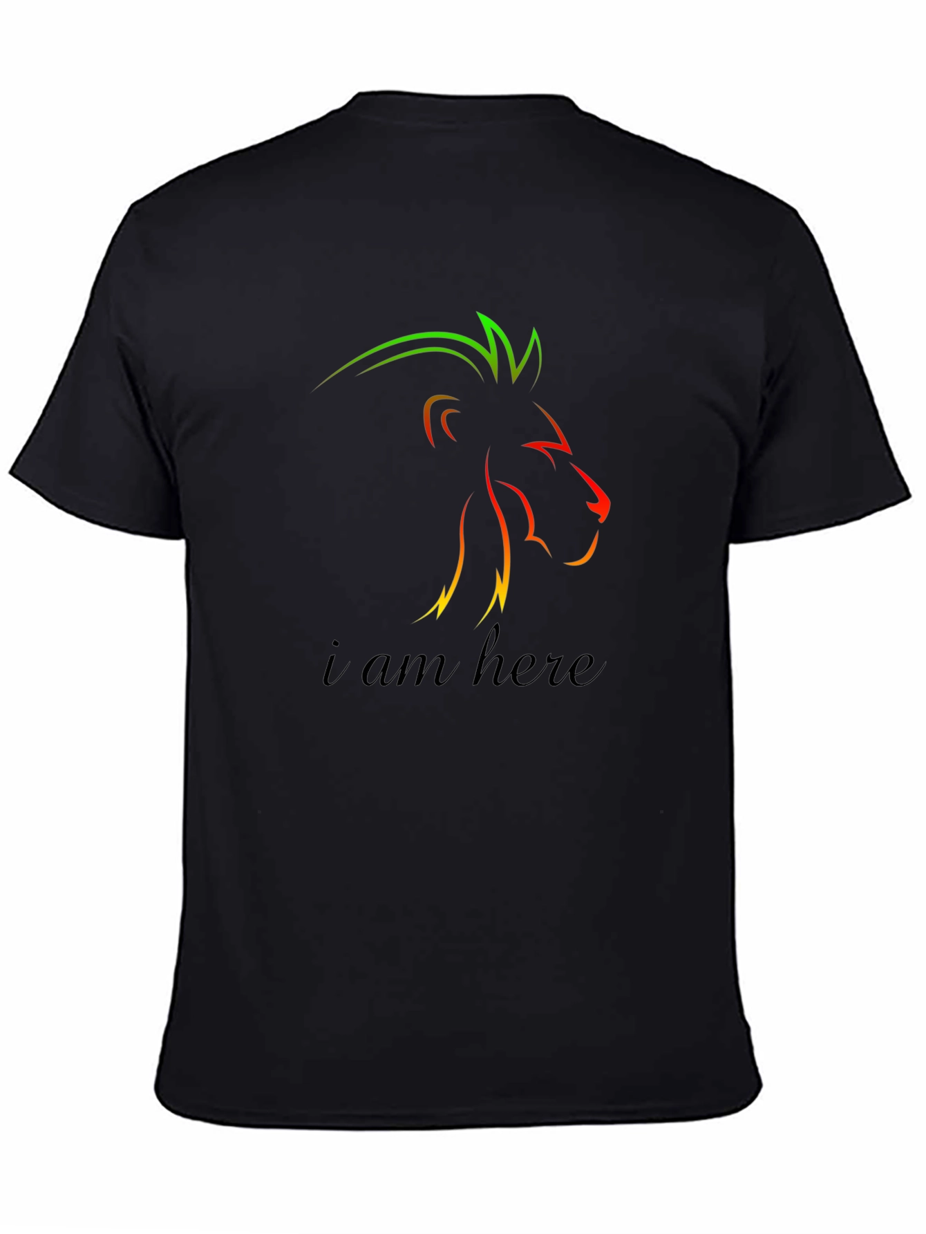 Lion Graphic Tee - I Am Here Black T-Shirt