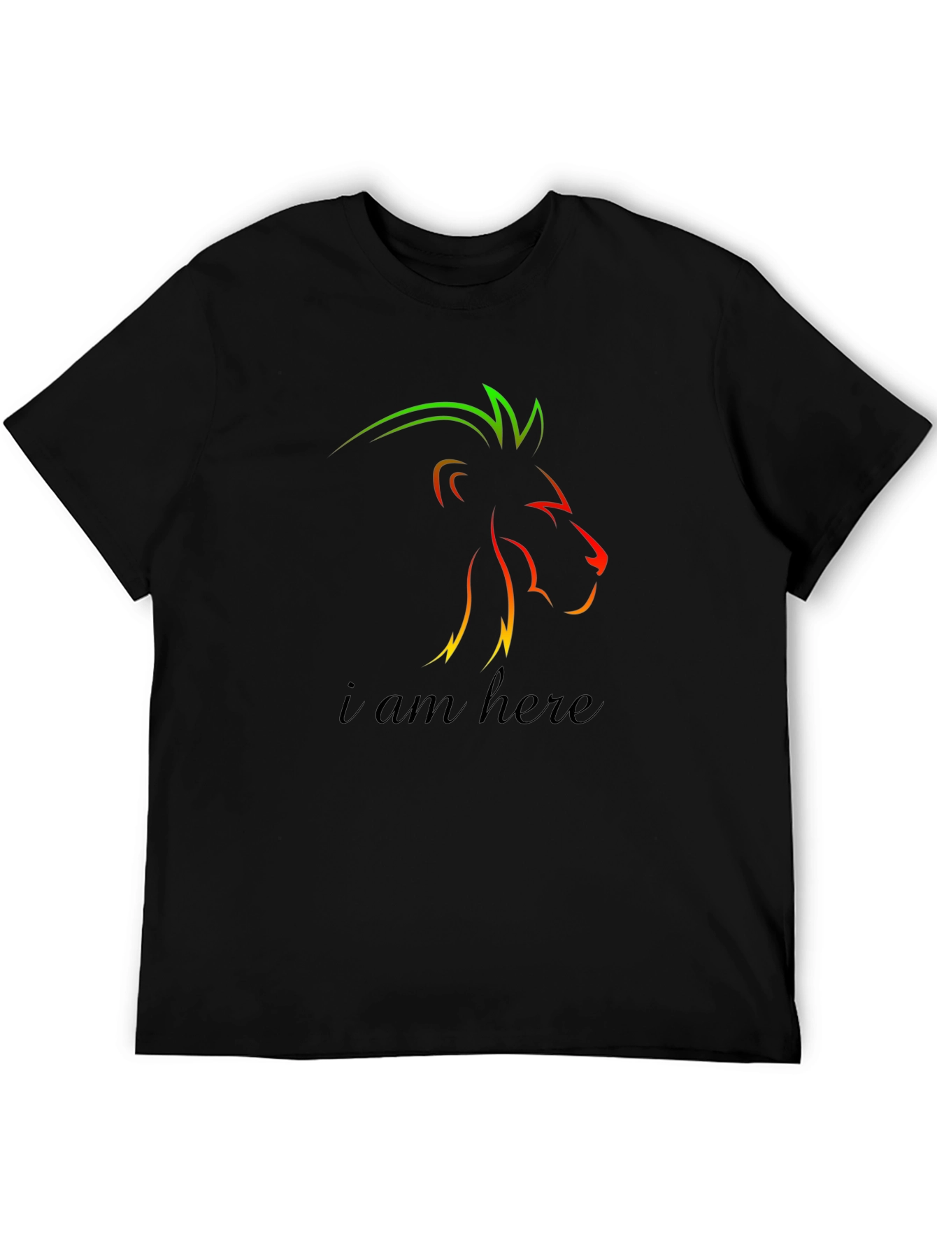 Lion Graphic Tee - I Am Here Black T-Shirt