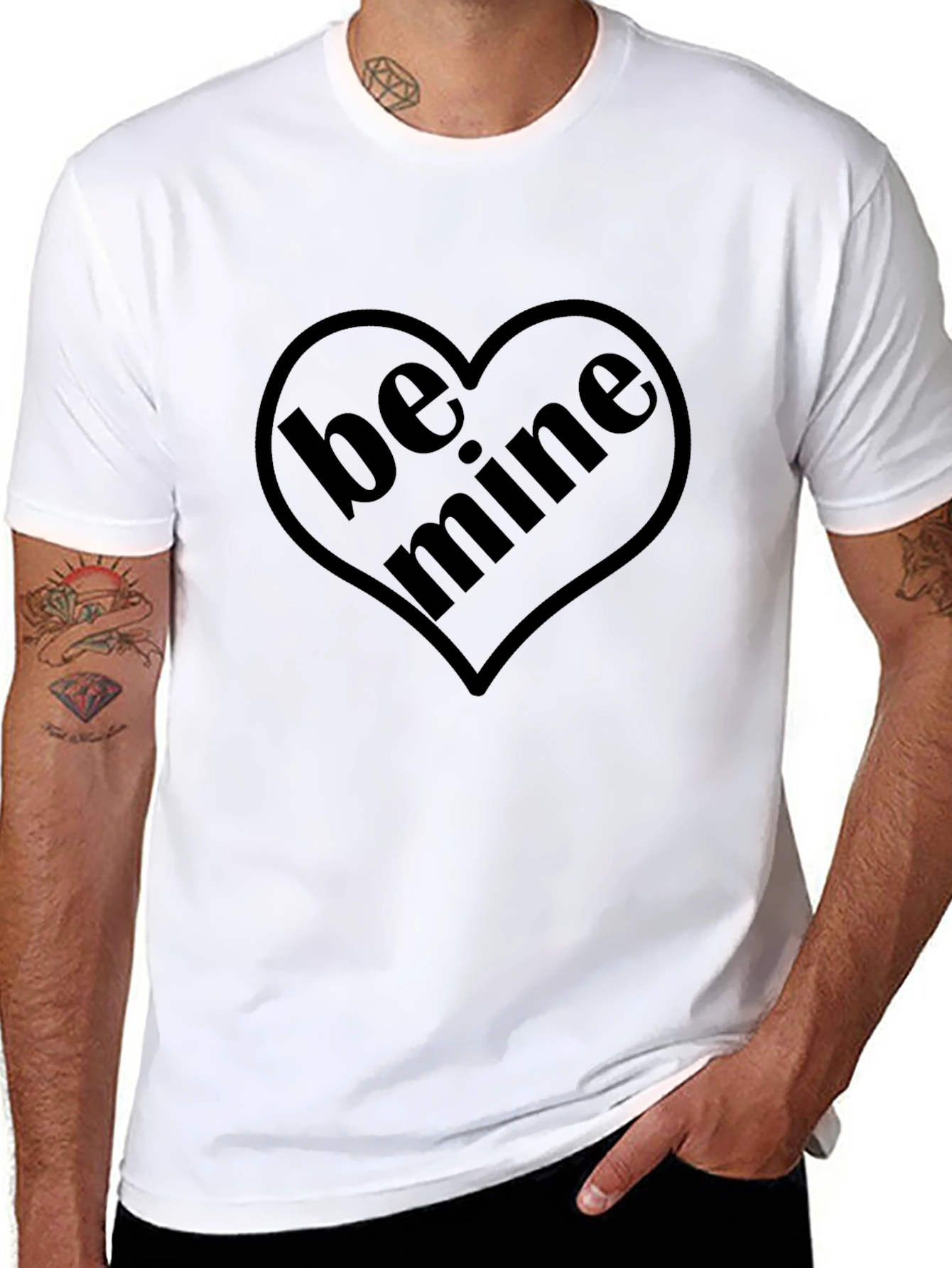 Be Mine Heart Graphic Tee - Black