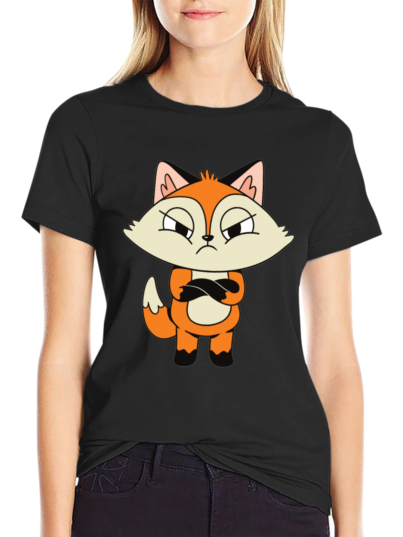 Grumpy Fox Graphic Tee - Cool Cartoon Design