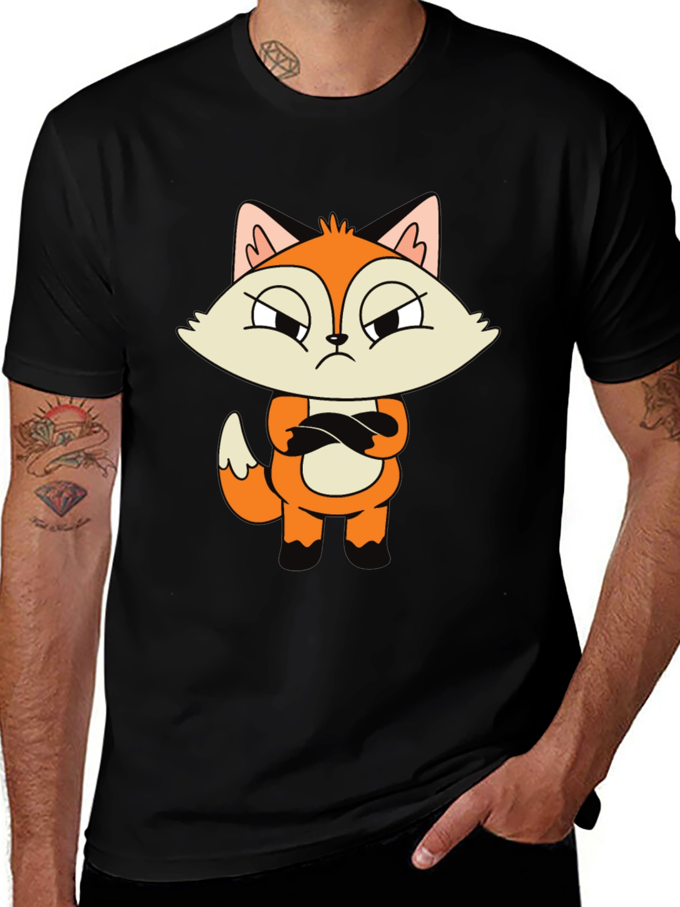 Grumpy Fox Graphic Tee - Cool Cartoon Design