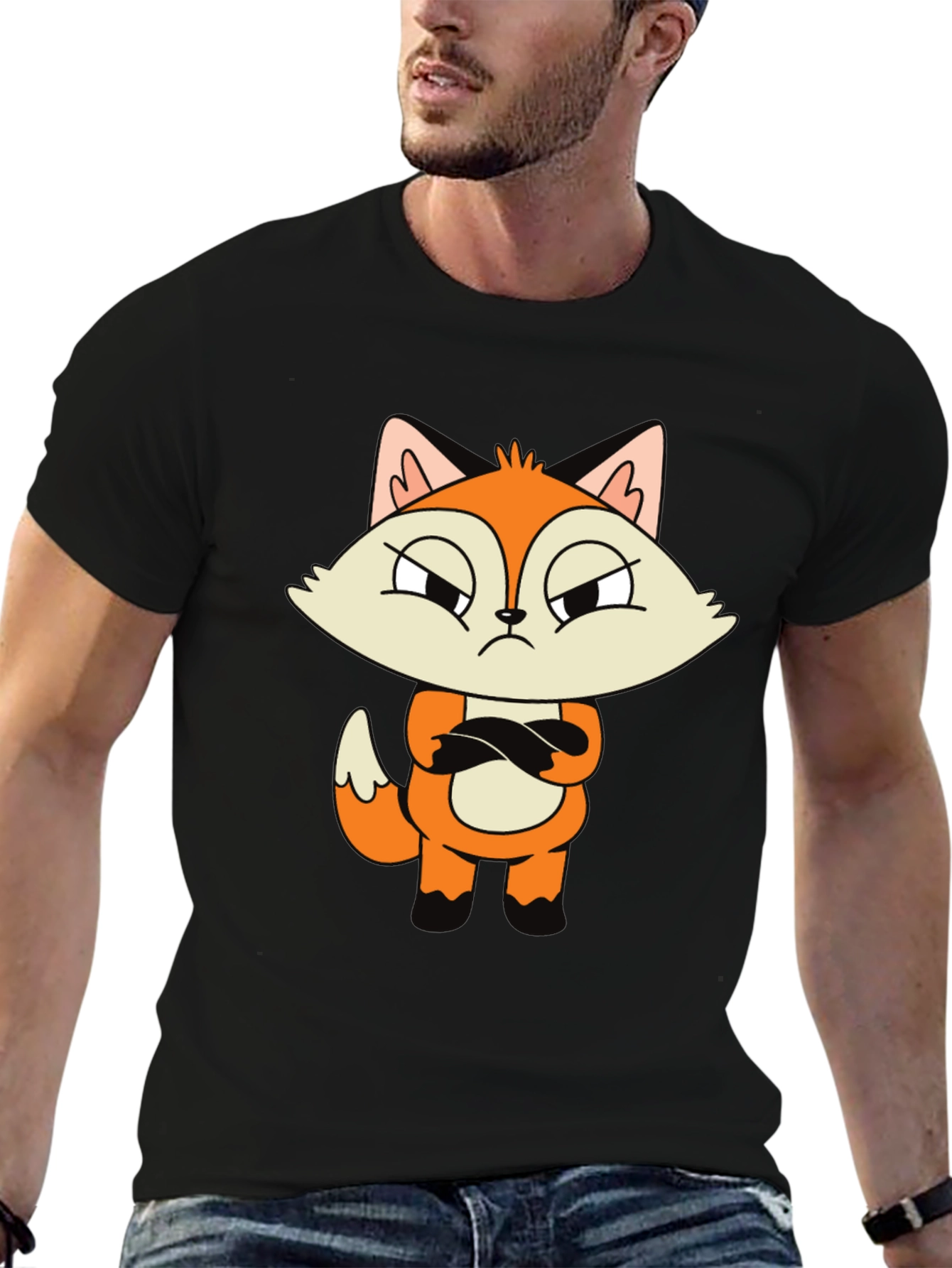 Grumpy Fox Graphic Tee - Cool Cartoon Design