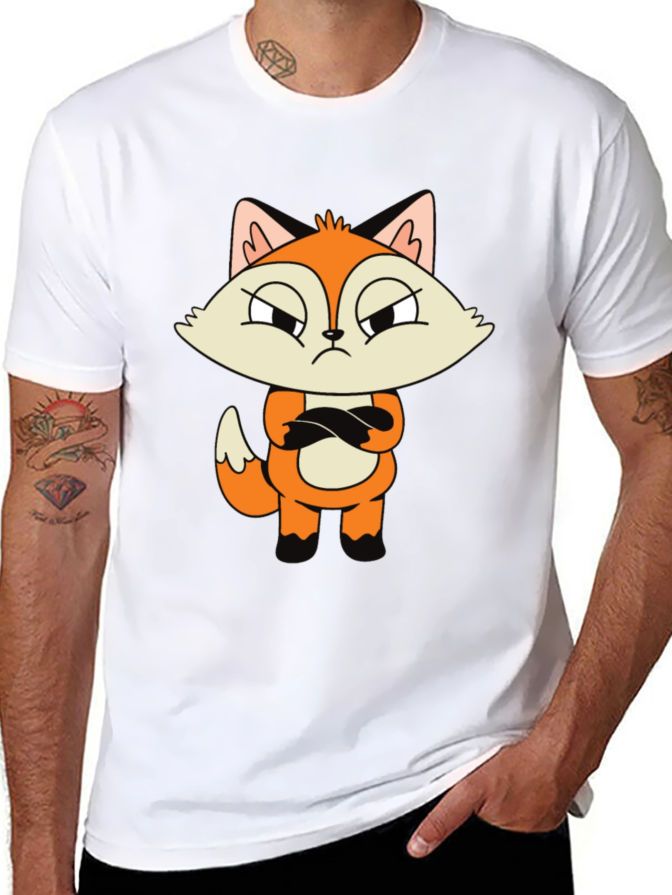 Grumpy Fox Graphic Tee - Cool Cartoon Design