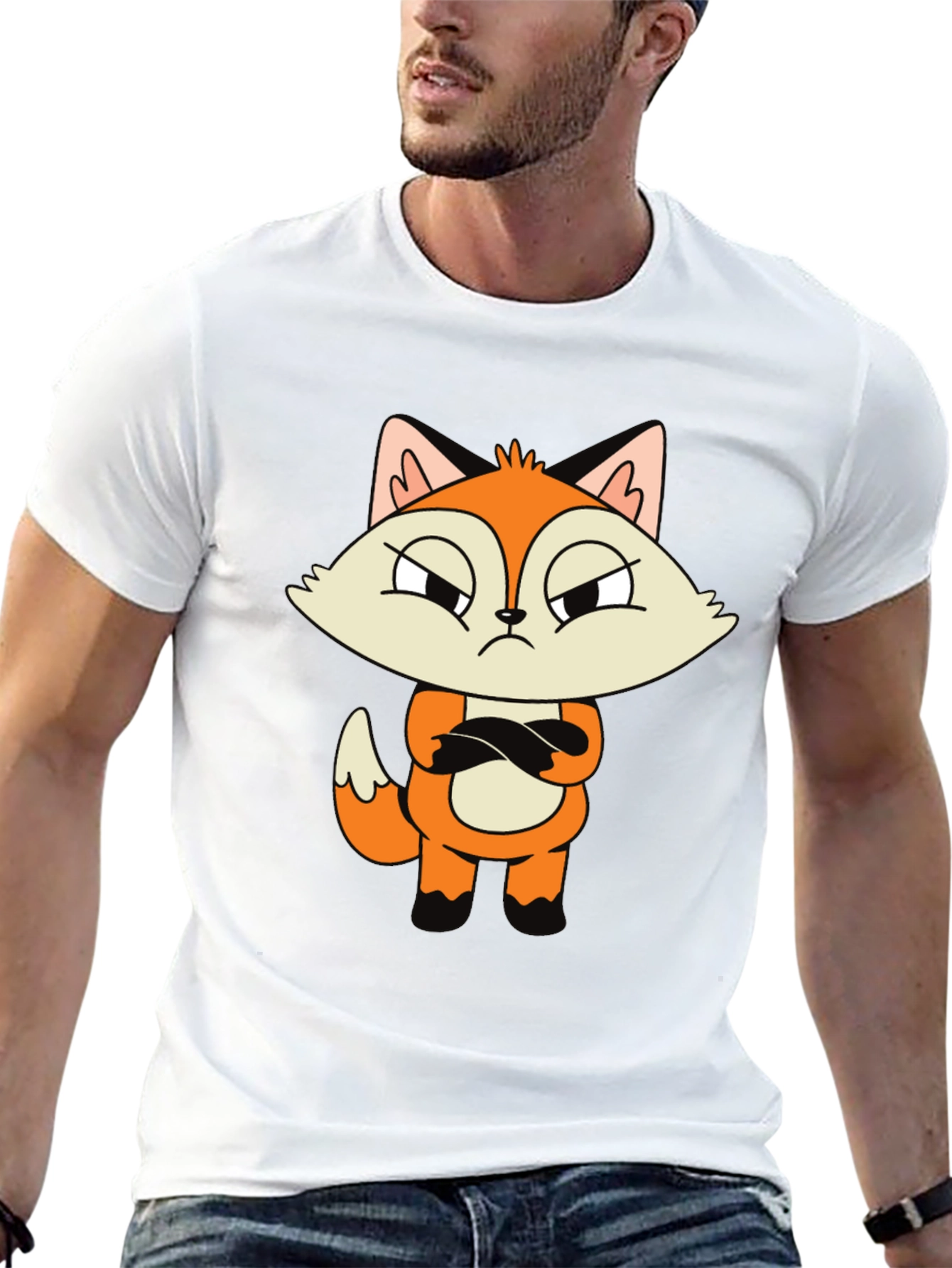 Grumpy Fox Graphic Tee - Cool Cartoon Design