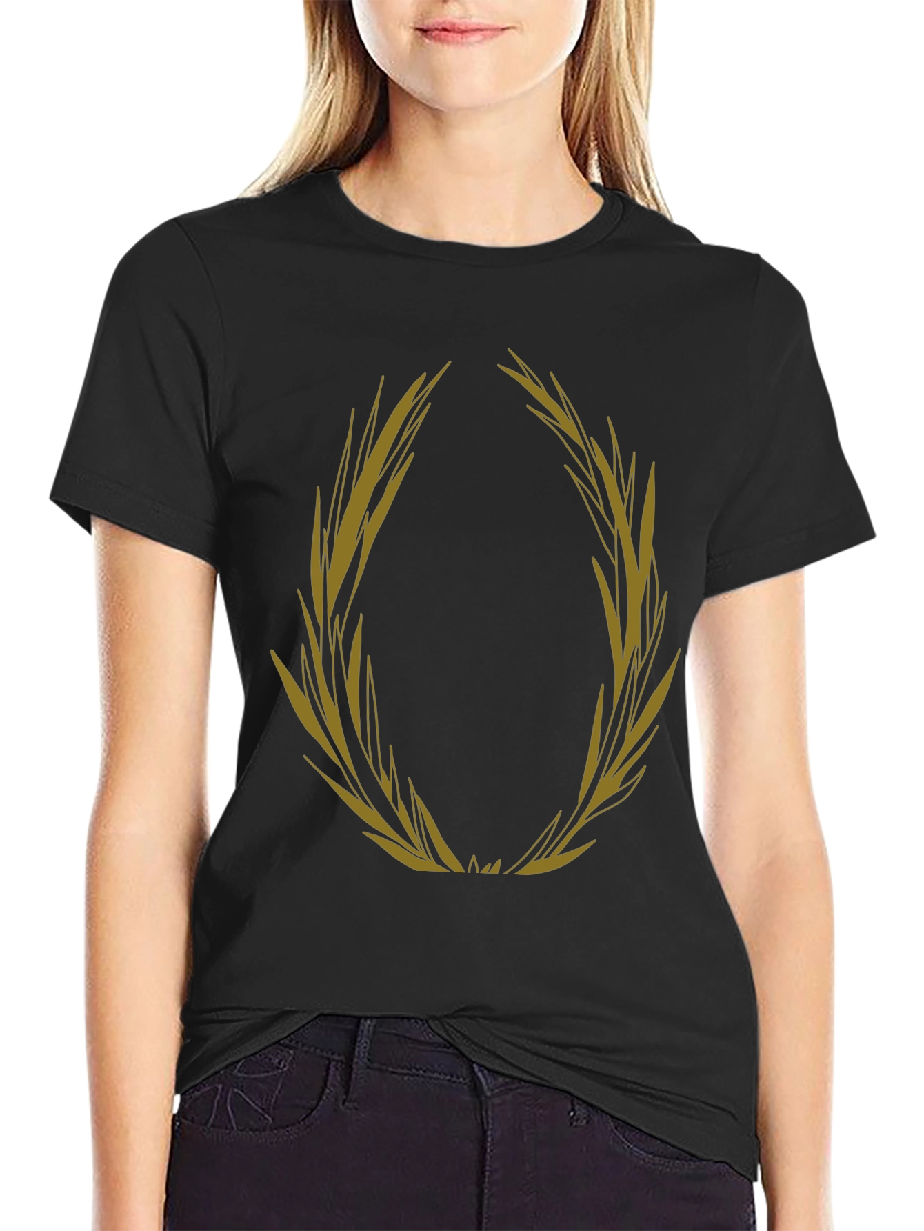 Olive Branch Graphic Tee - Black Casual T-Shirt