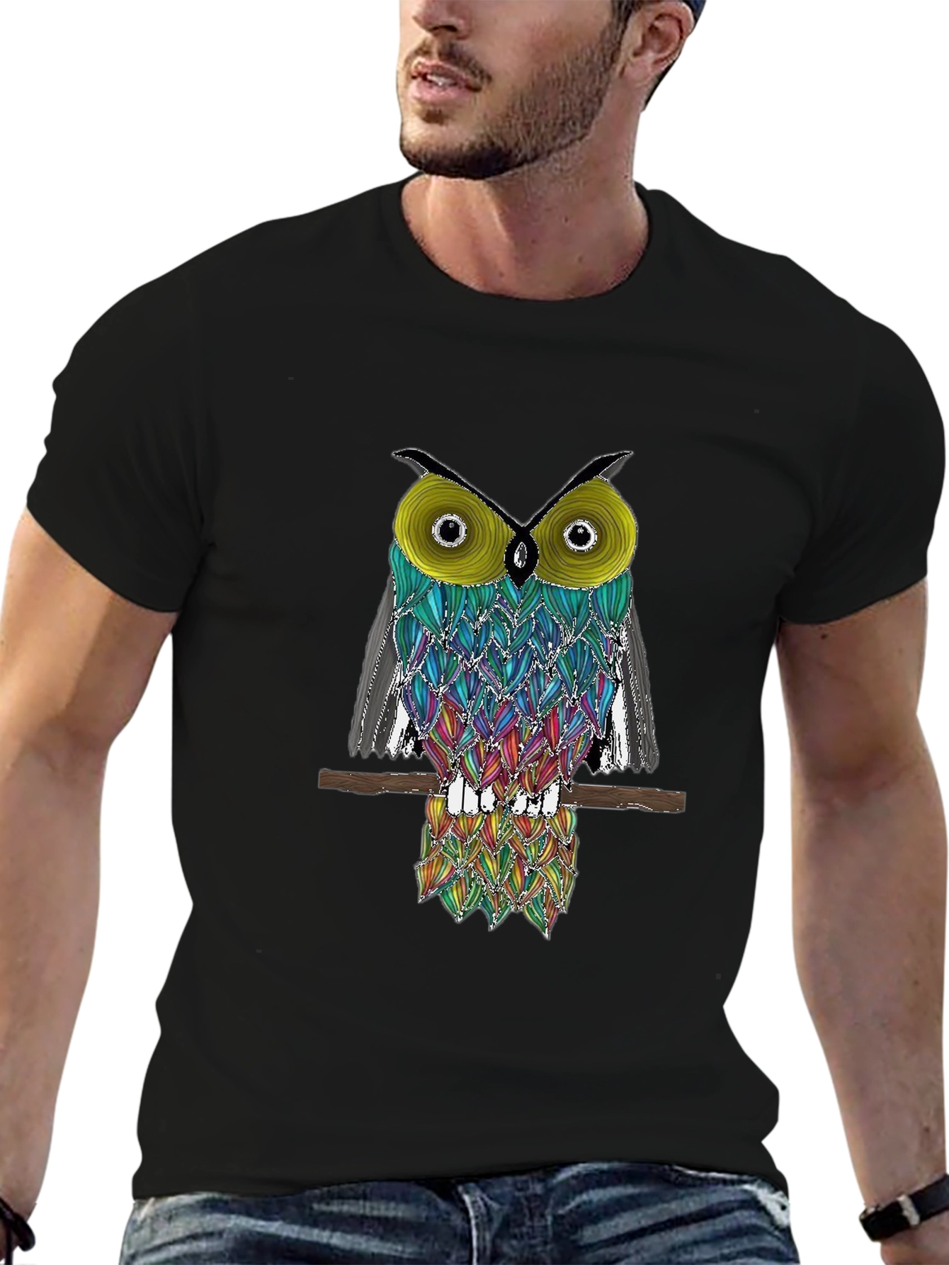Cool Owl Graphic Tee - Black T-Shirt