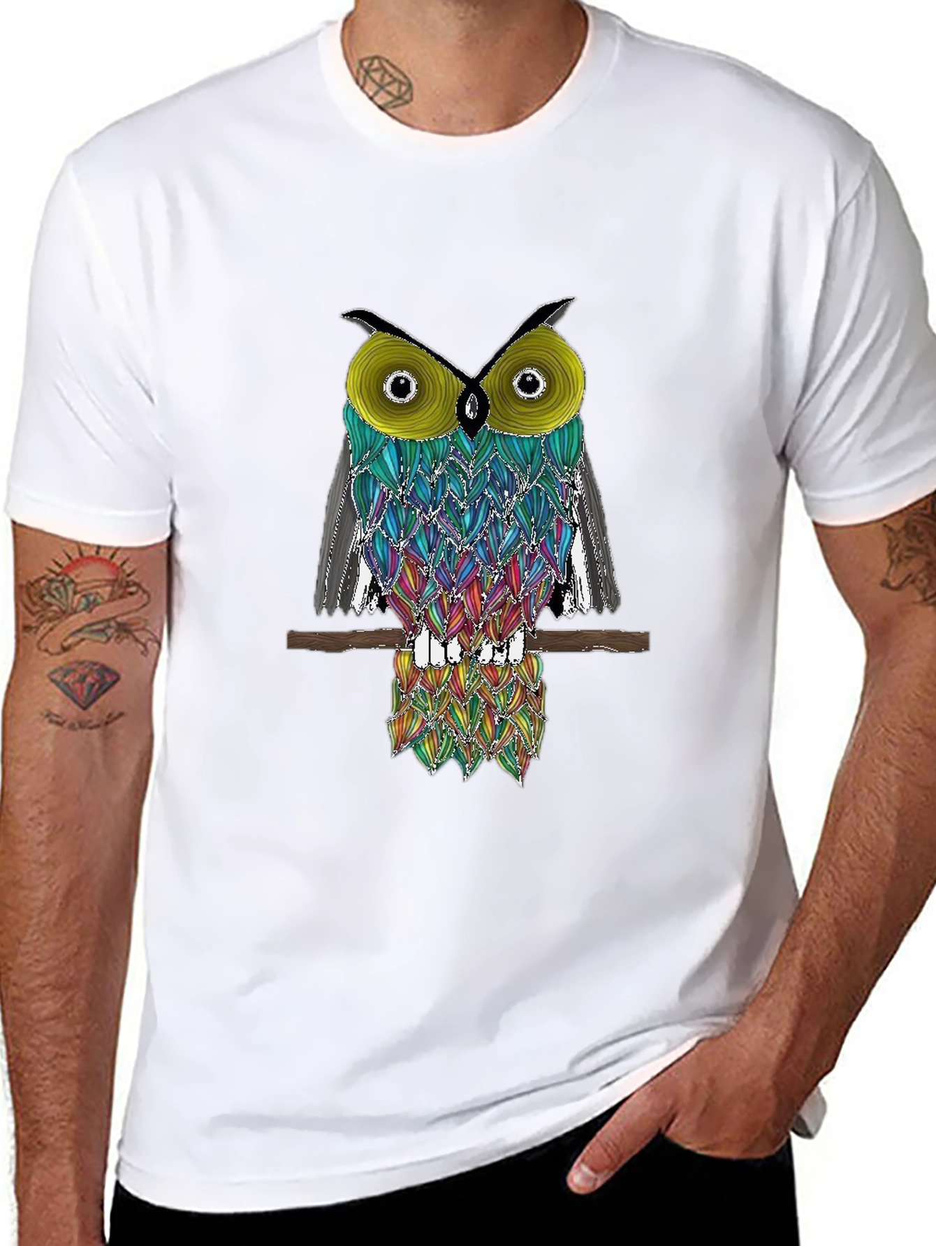 Cool Owl Graphic Tee - Black T-Shirt