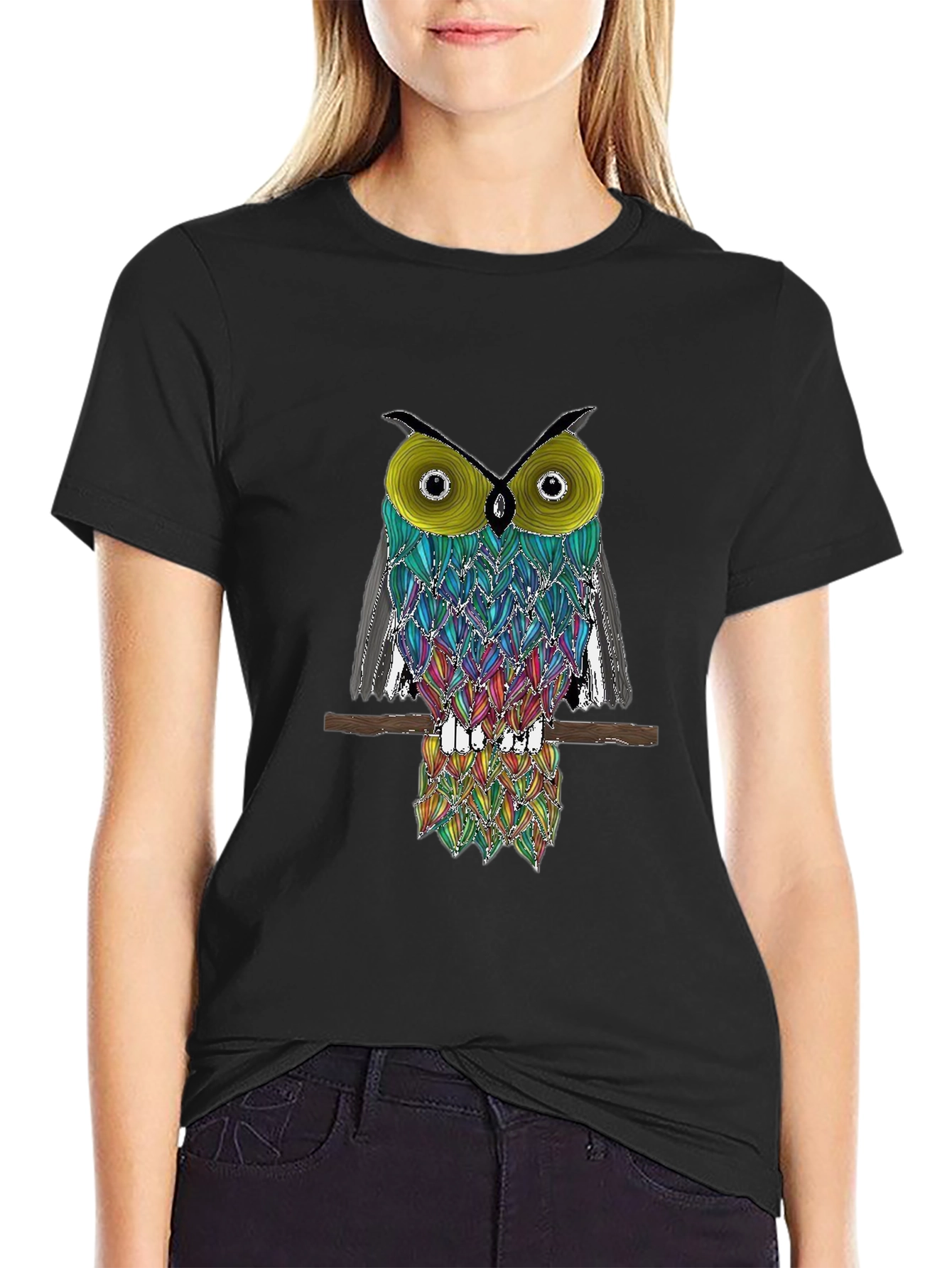 Cool Owl Graphic Tee - Black T-Shirt