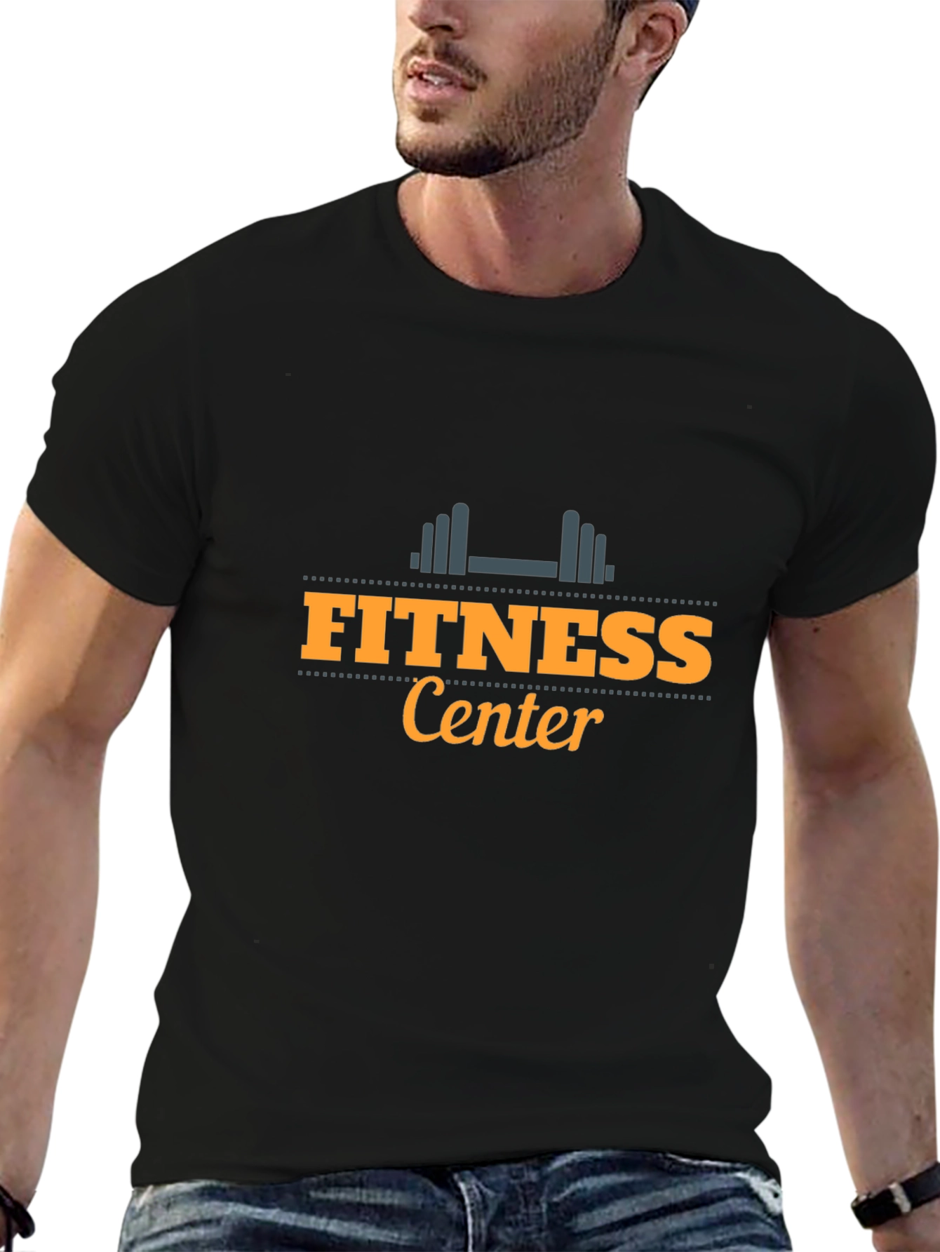 Fitness Center Graphic Tee - Black Cotton T-Shirt