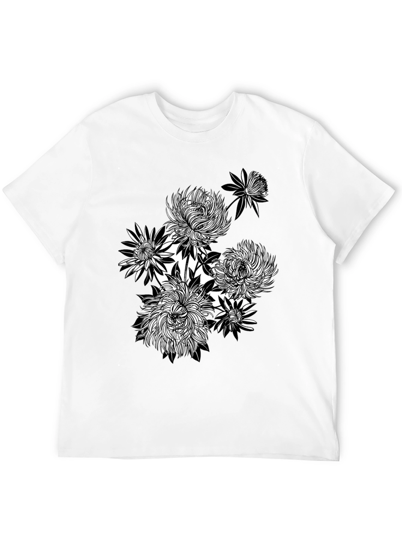 Floral Graphic Tee - Black Cotton T-Shirt