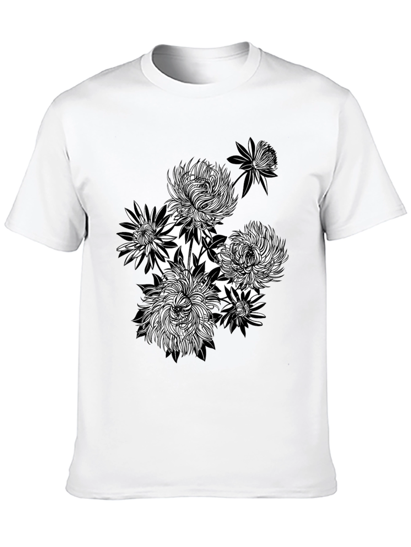 Floral Graphic Tee - Black Cotton T-Shirt
