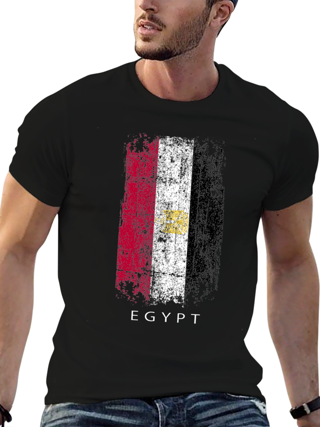 Egypt Flag Graphic T-Shirt - Mens Black Tee