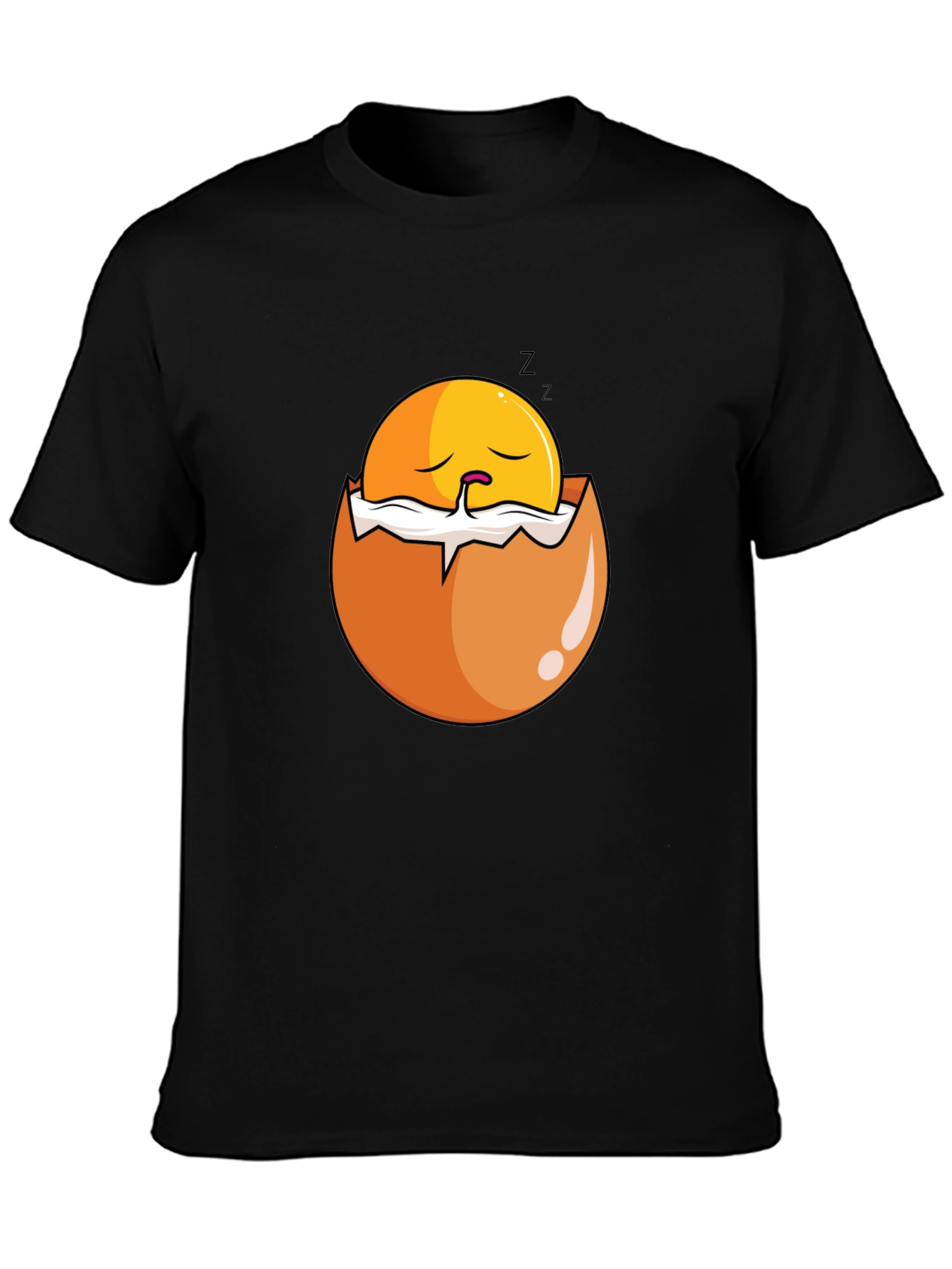 Sleeping Egg Graphic T-Shirt - Black Casual Tee