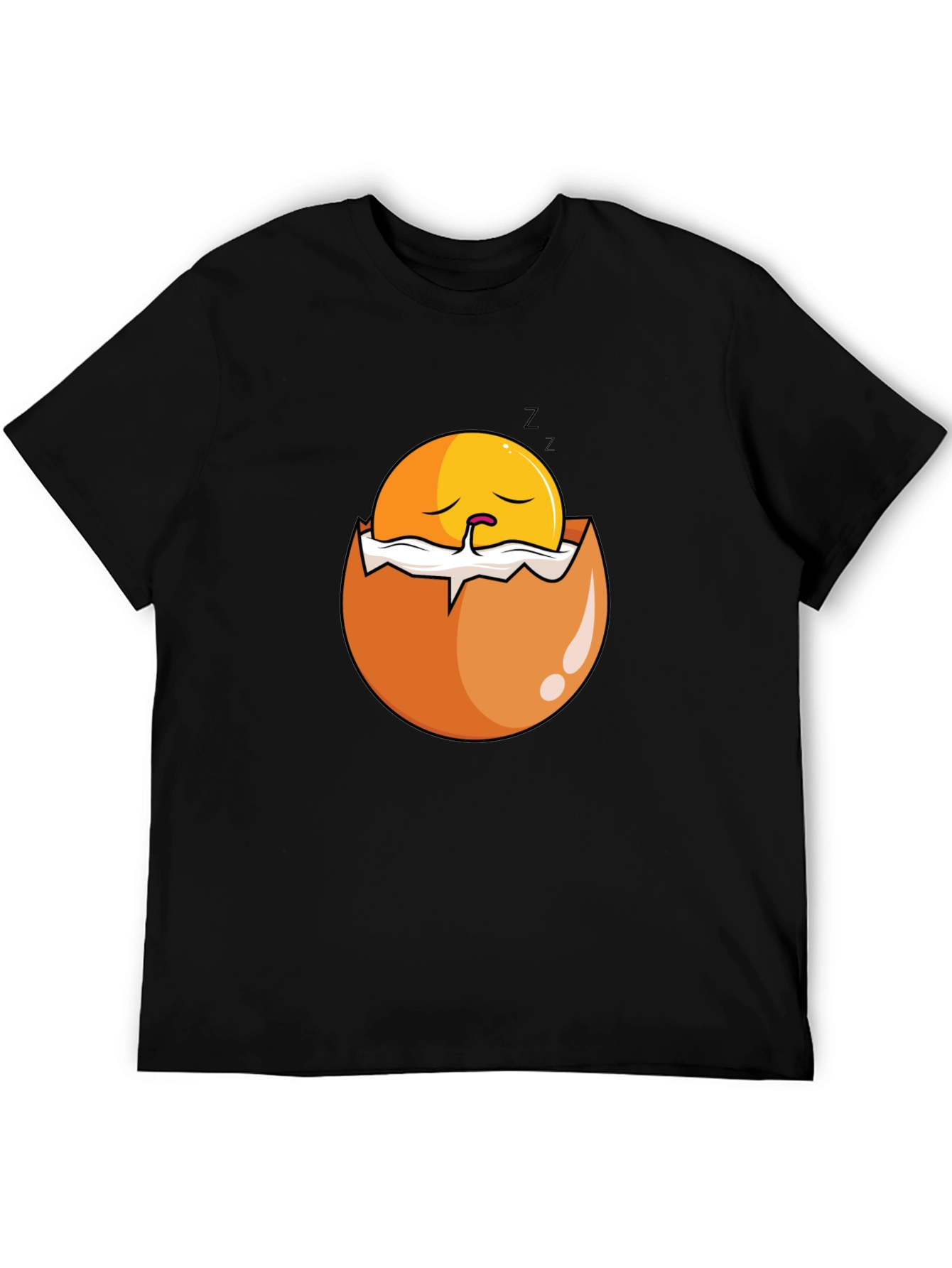 Sleeping Egg Graphic T-Shirt - Black Casual Tee