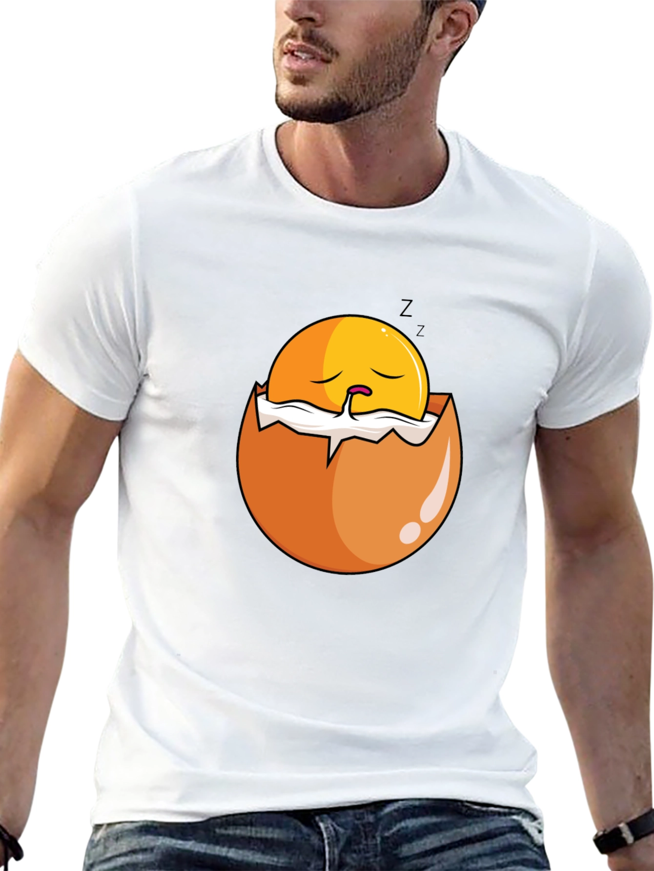 Sleeping Egg Graphic T-Shirt - Black Casual Tee