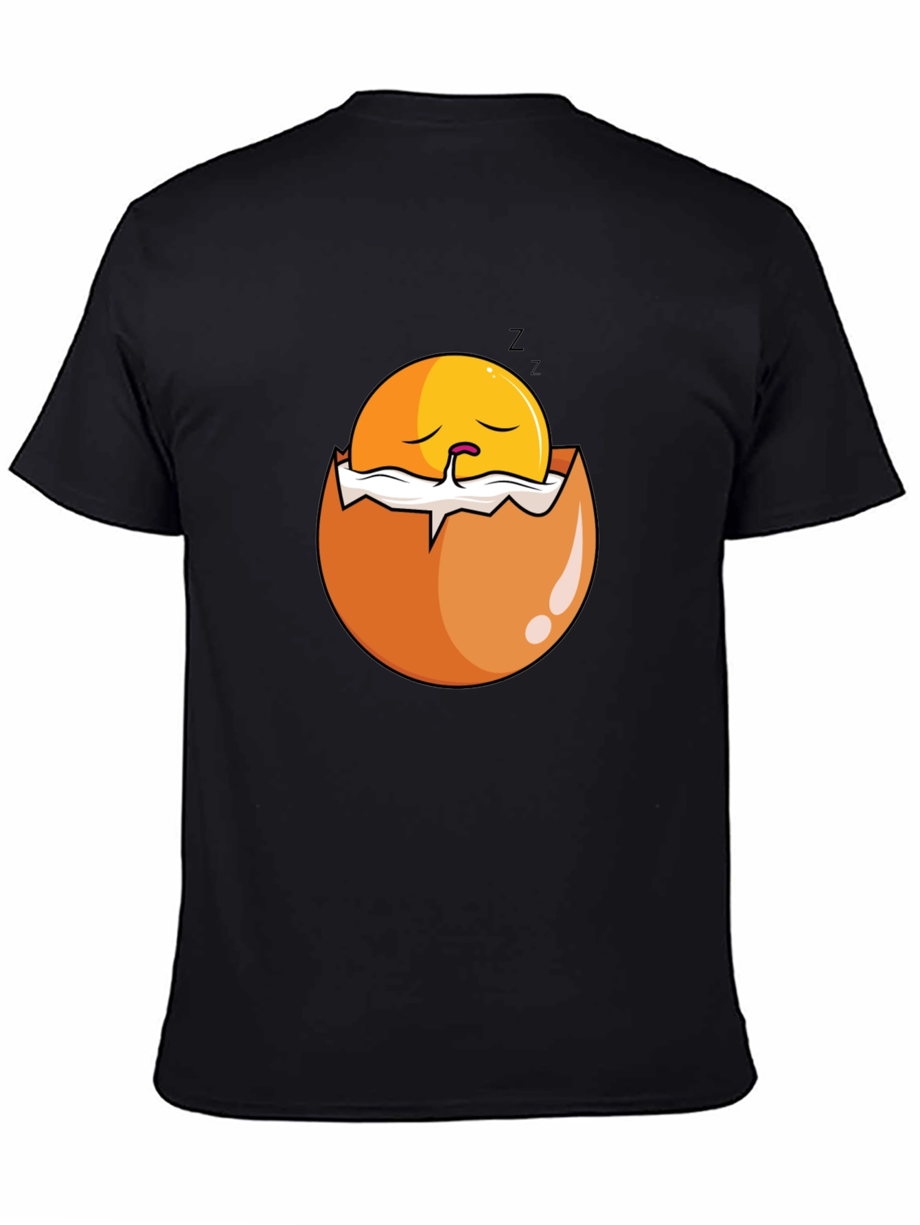 Sleeping Egg Graphic T-Shirt - Black Casual Tee