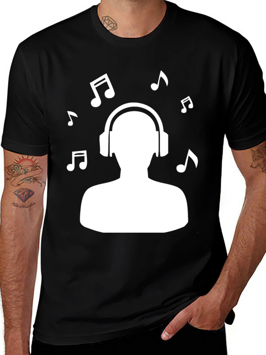 Music Lover T-Shirt - Headphones & Notes Design