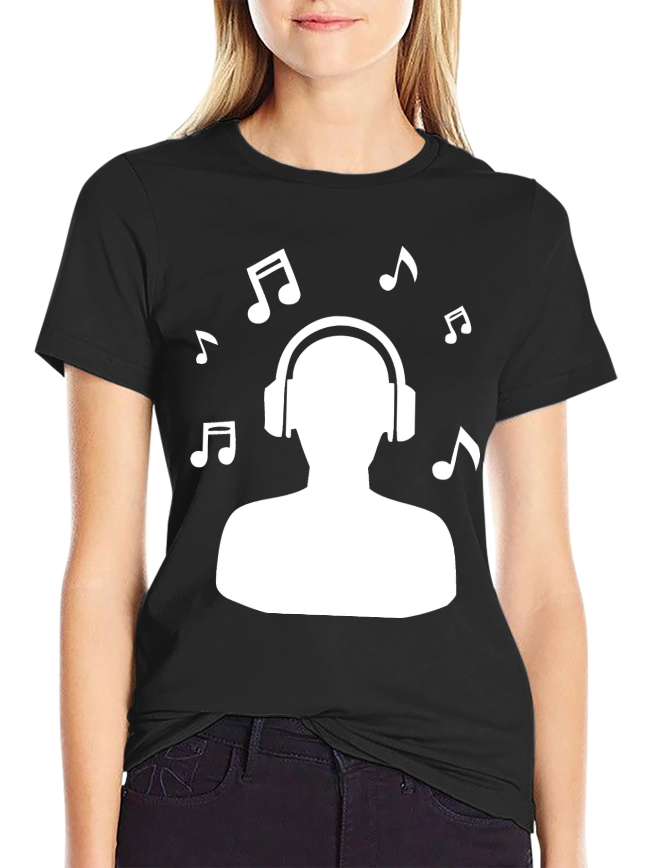 Music Lover T-Shirt - Headphones & Notes Design