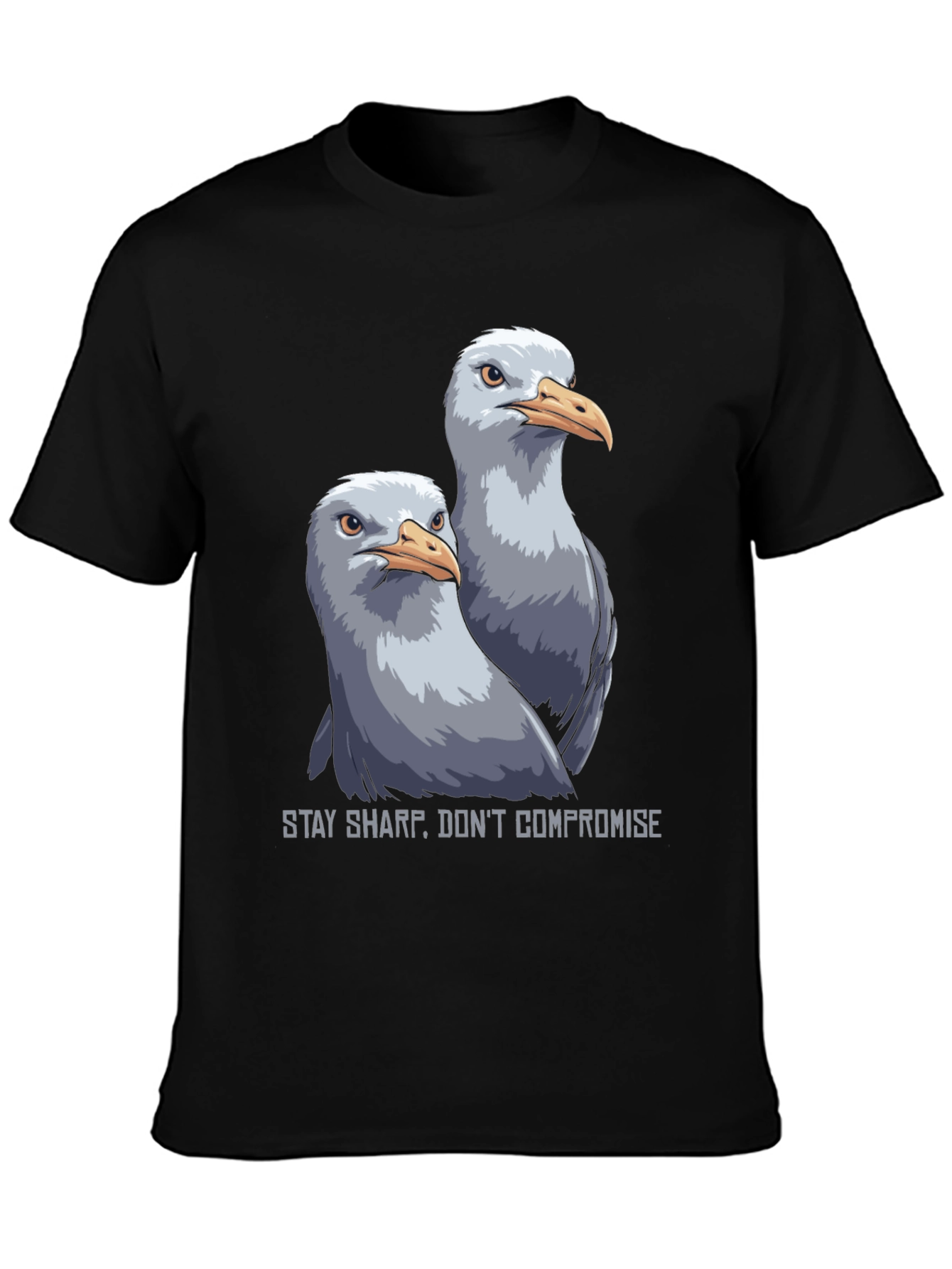 Stay Sharp Seagull Graphic Tee - Black