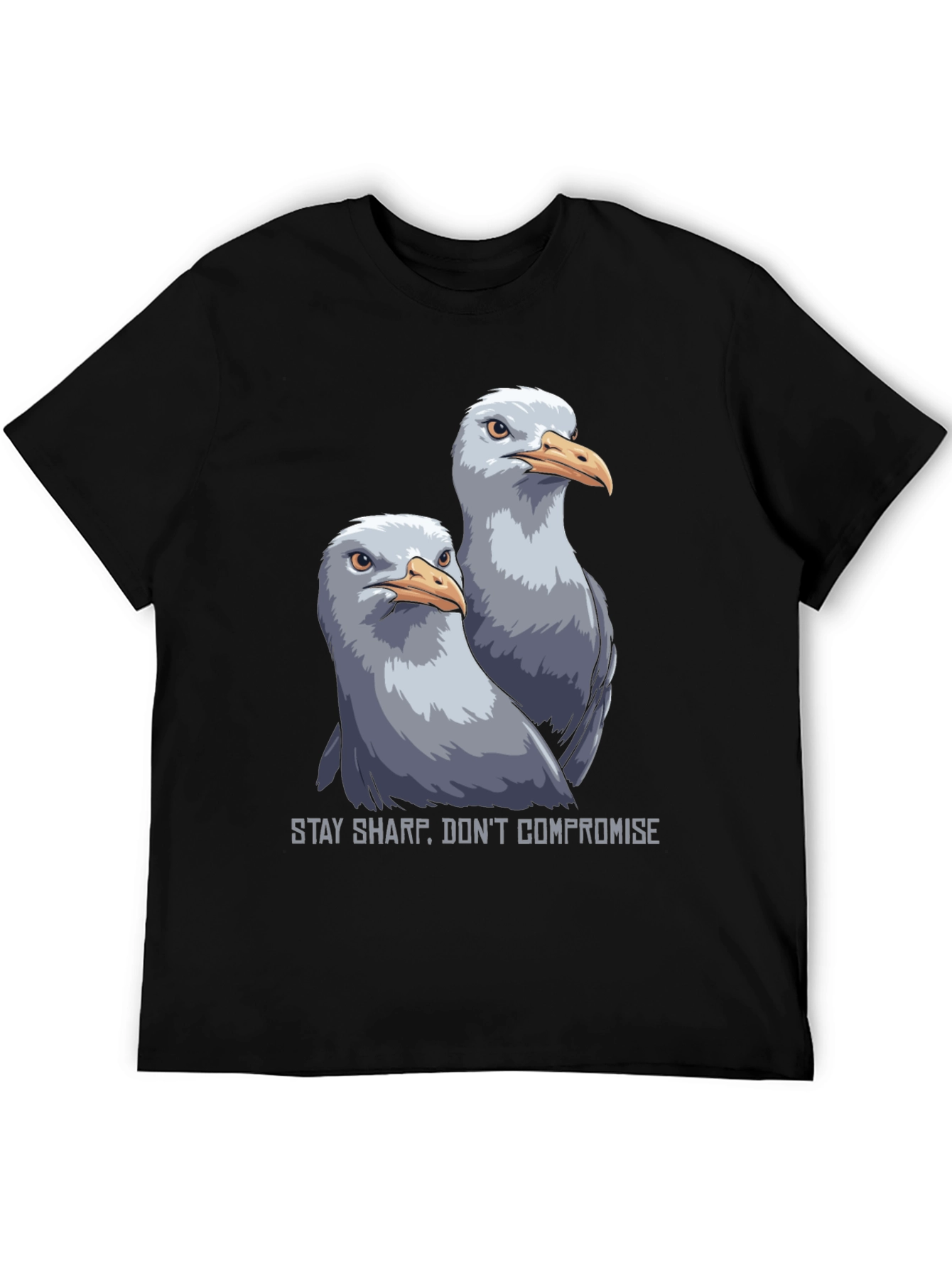 Stay Sharp Seagull Graphic Tee - Black
