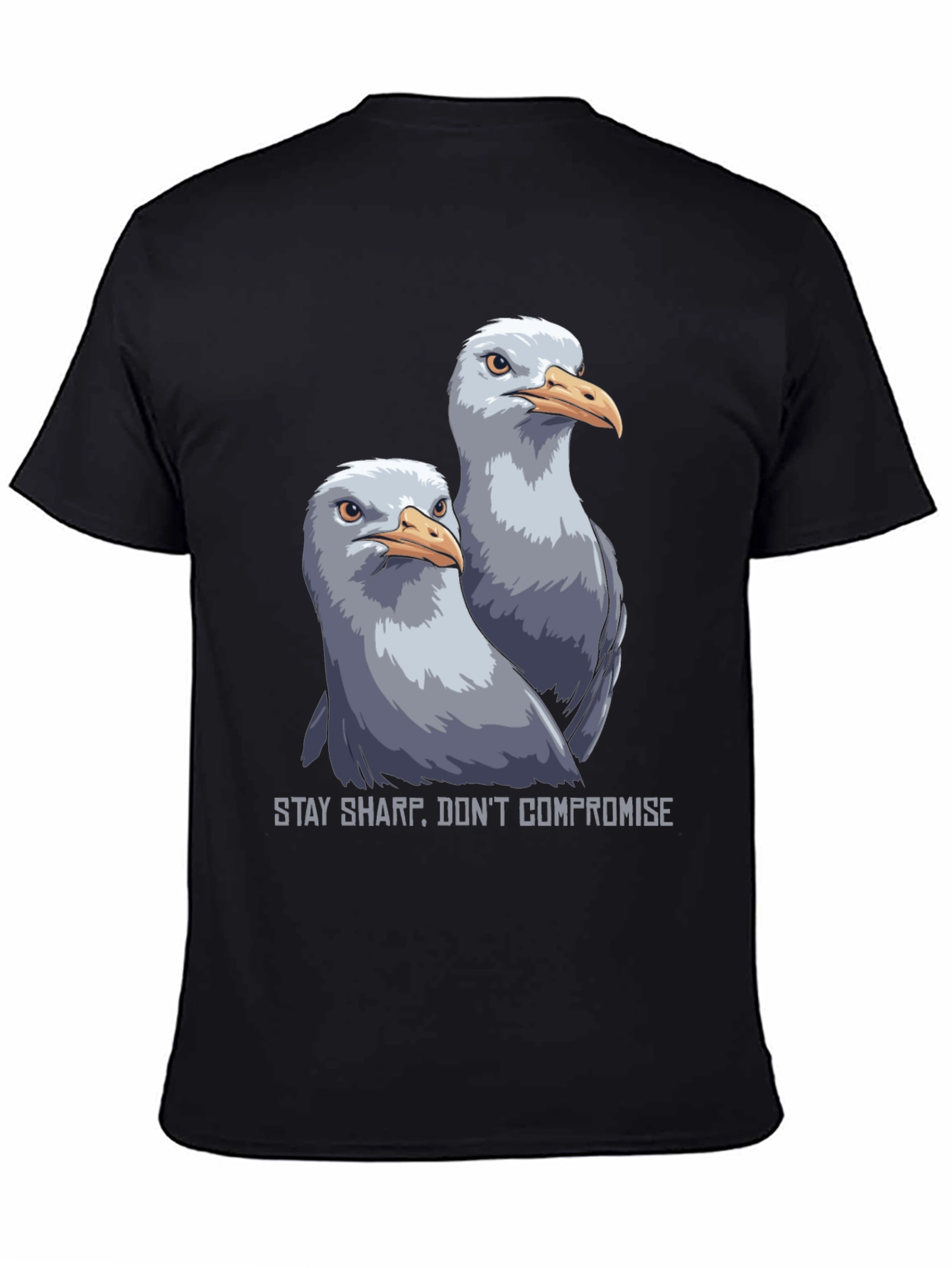 Stay Sharp Seagull Graphic Tee - Black