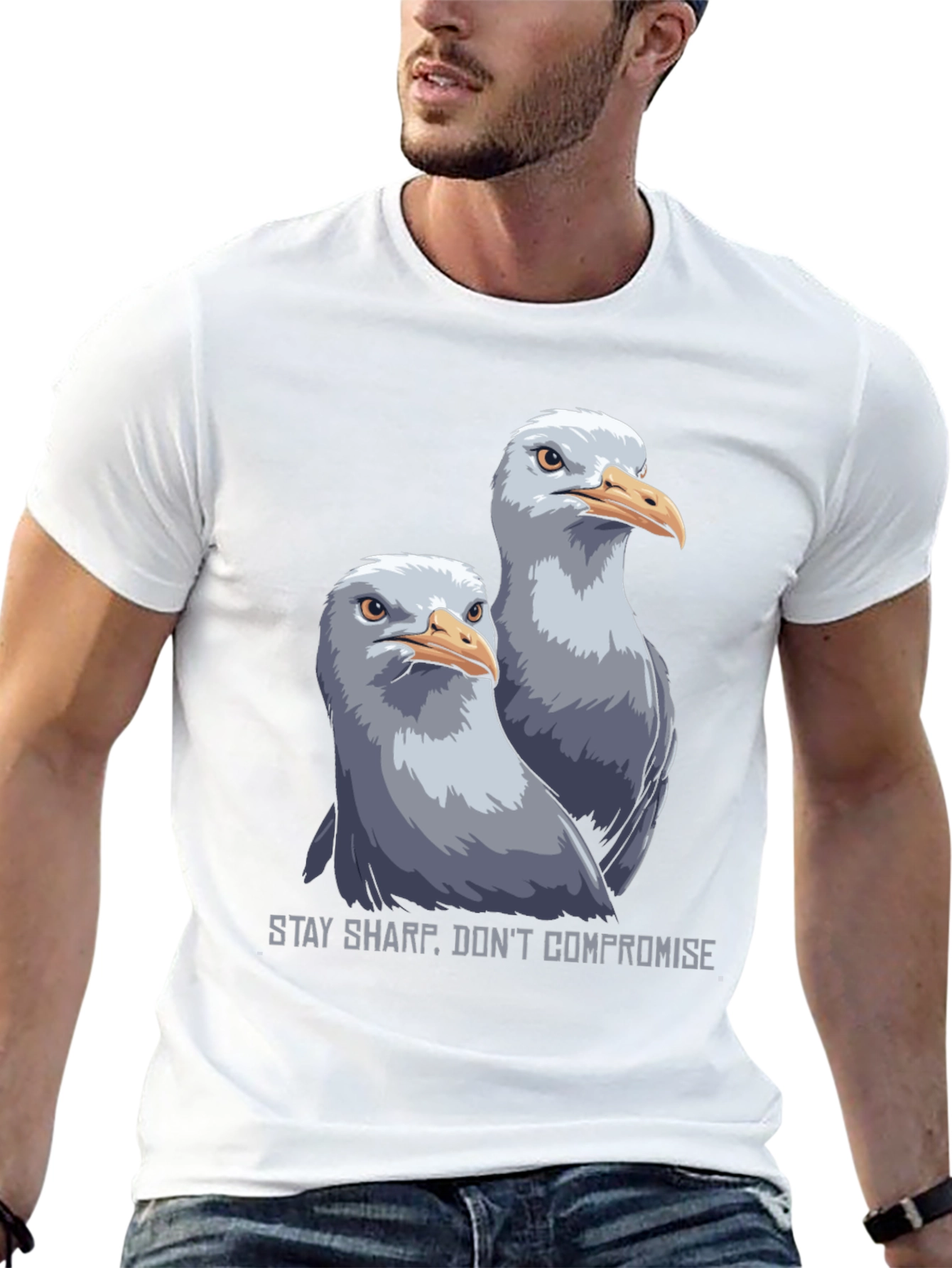 Stay Sharp Seagull Graphic Tee - Black