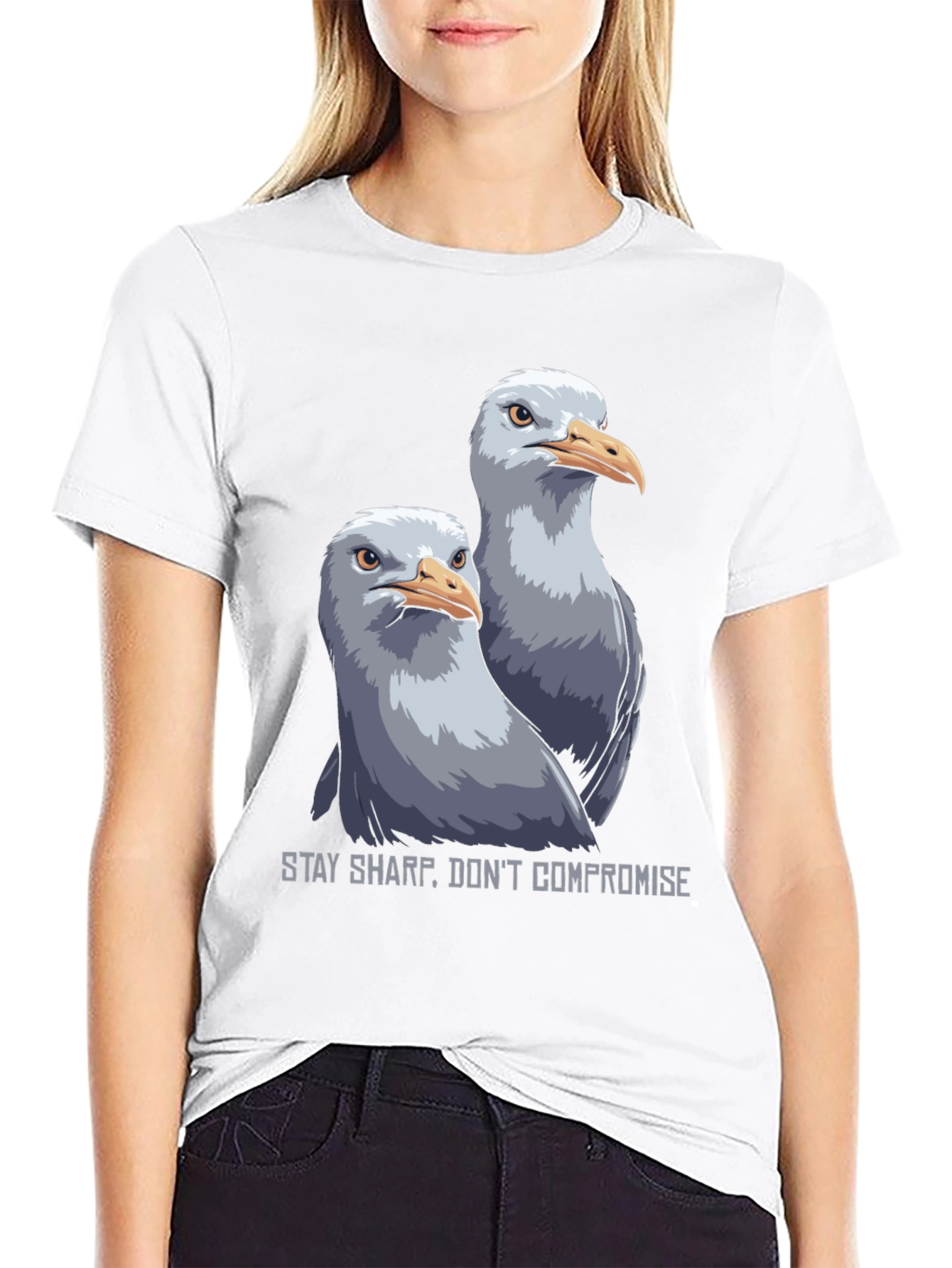 Stay Sharp Seagull Graphic Tee - Black