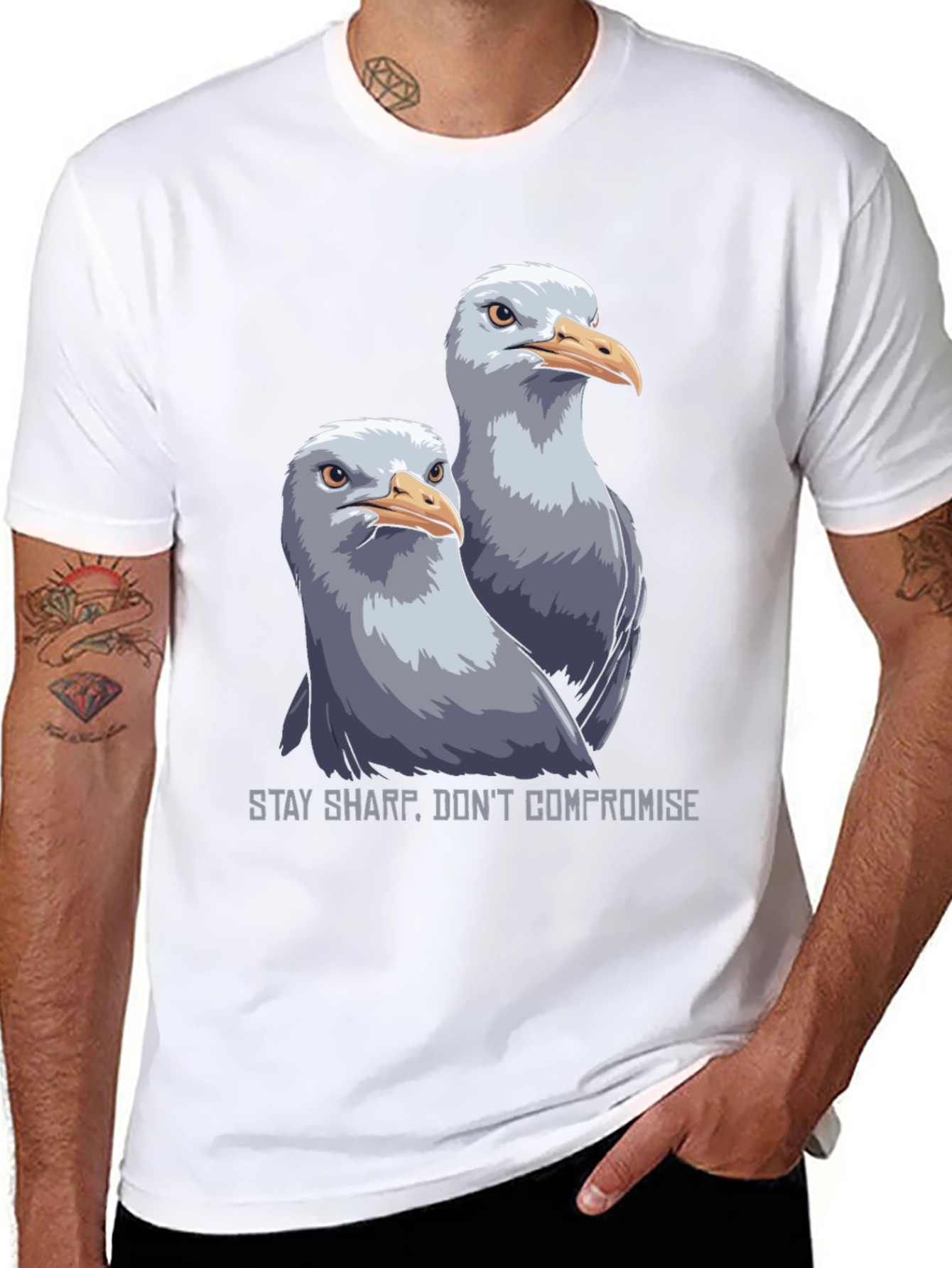 Stay Sharp Seagull Graphic Tee - Black