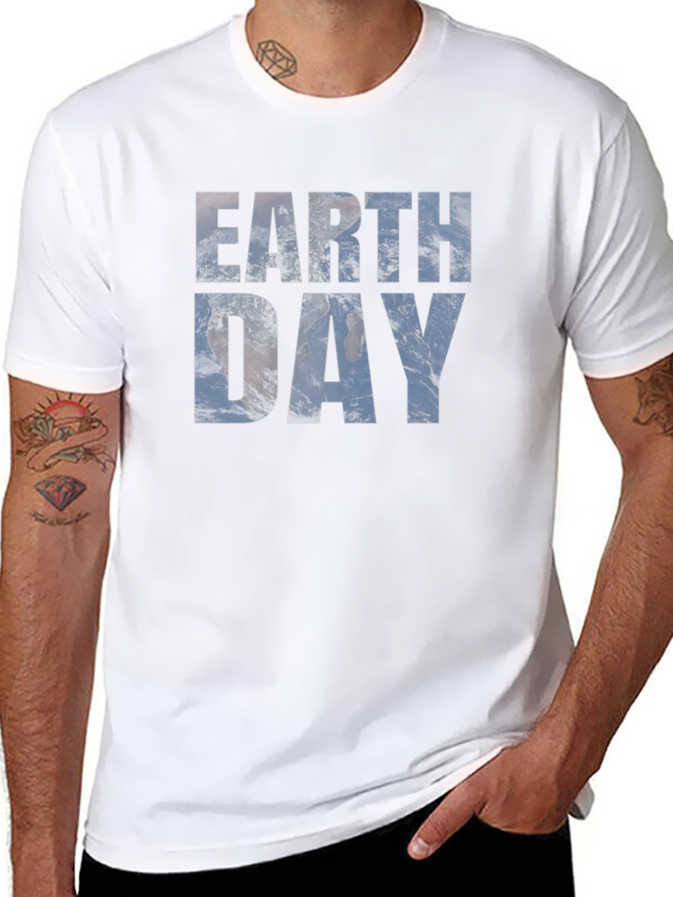 Earth Day Graphic Tee - Black Cotton Blend T-Shirt