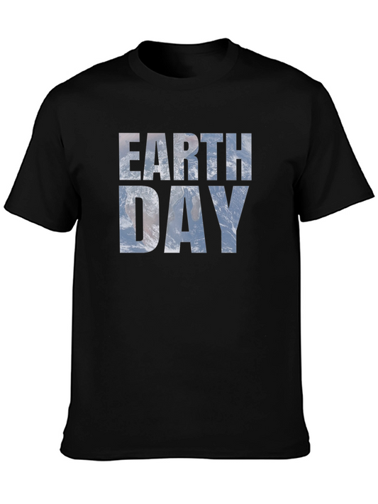 Earth Day Graphic Tee - Black Cotton Blend T-Shirt