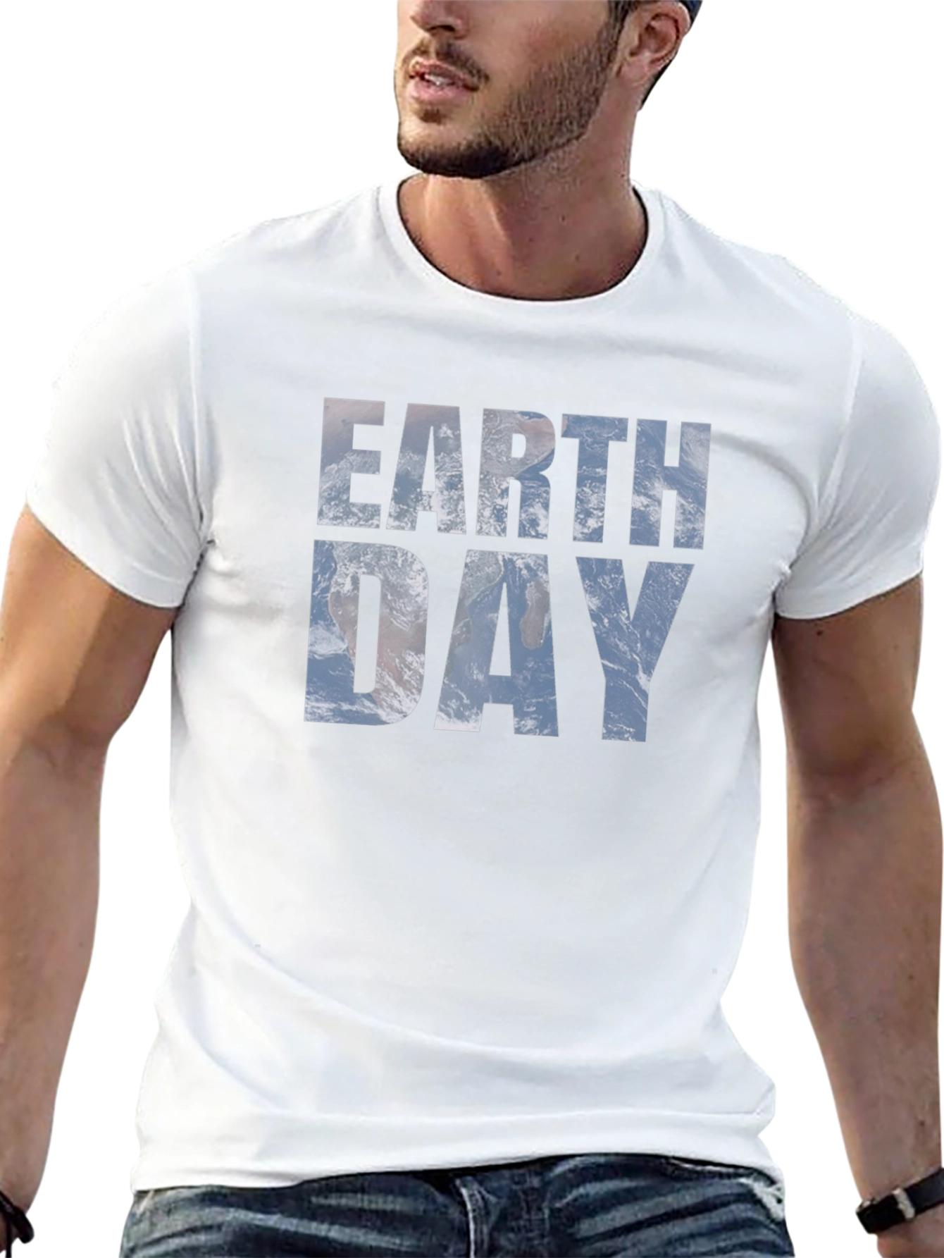 Earth Day Graphic Tee - Black Cotton Blend T-Shirt