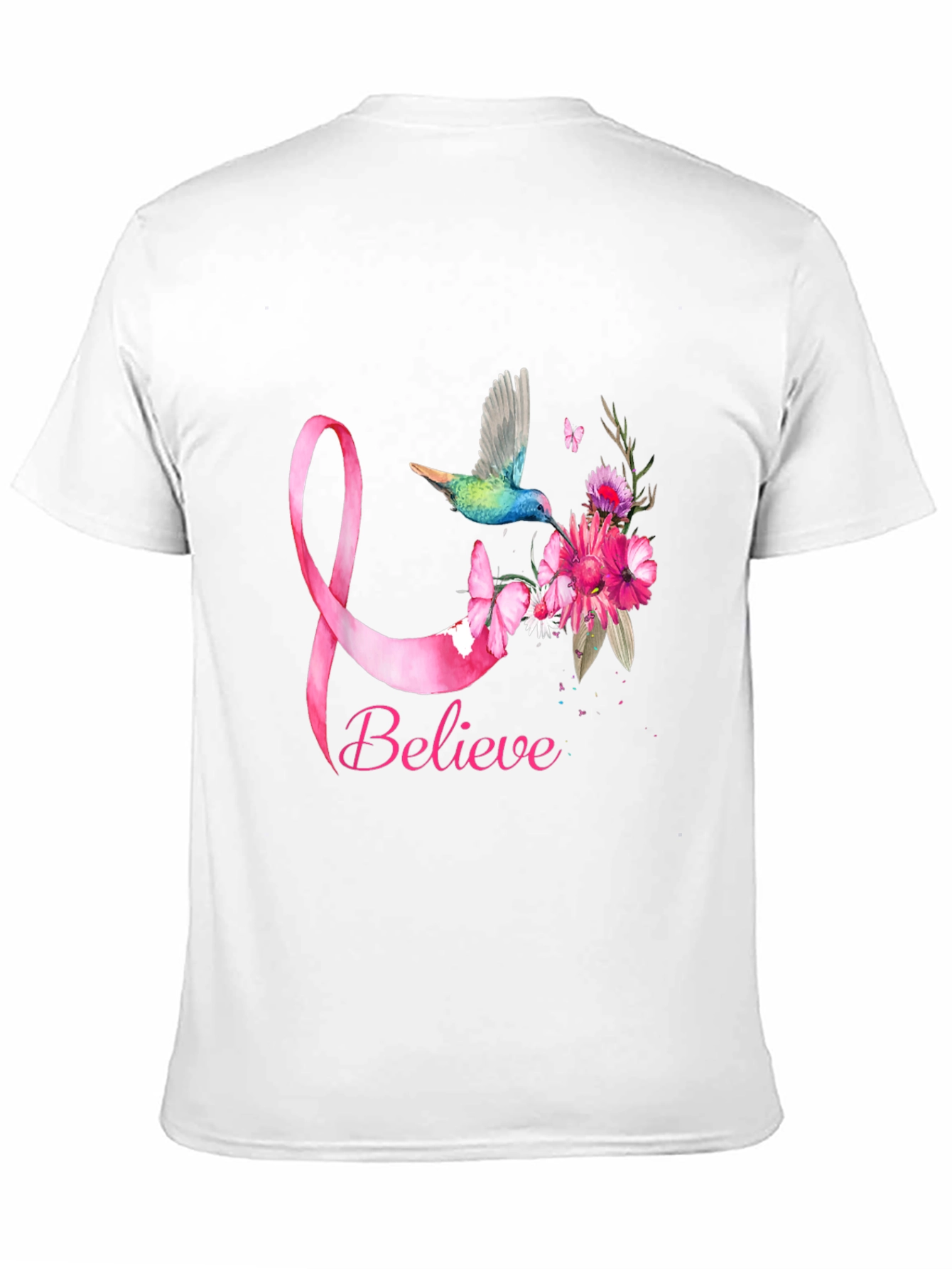 Believe Breast Cancer Awareness Hummingbird T-Shirt
