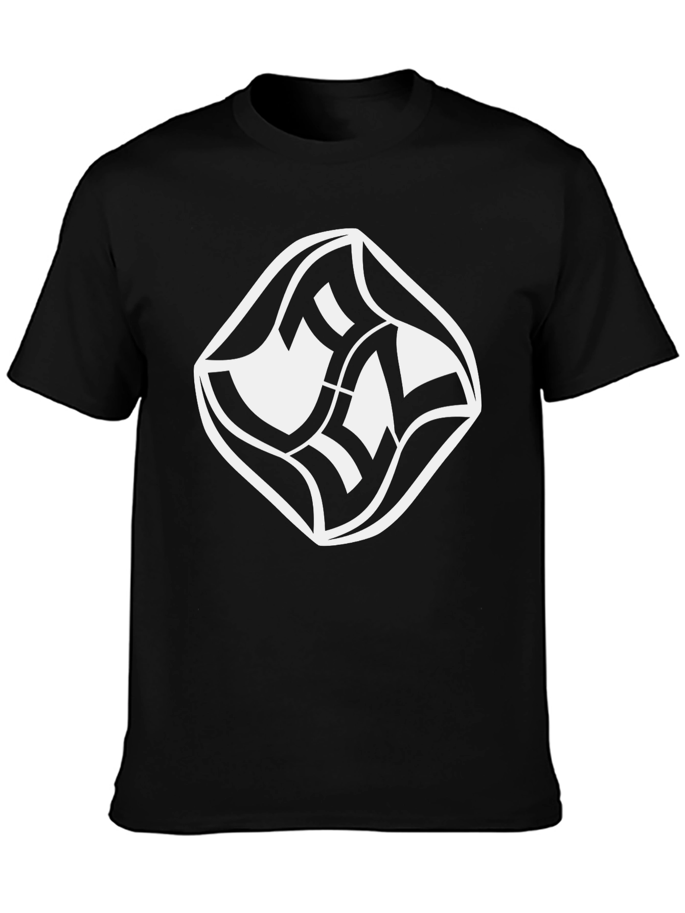 Modern Graphic Tee - Black Shirt White Abstract Design