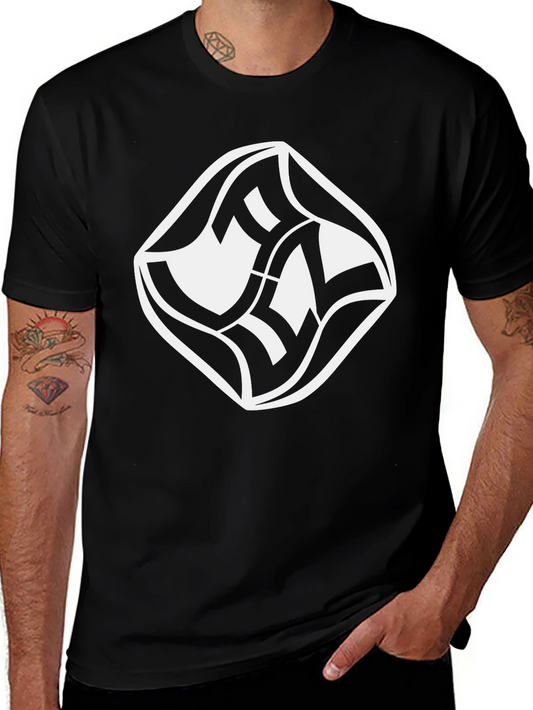 Modern Graphic Tee - Black Shirt White Abstract Design