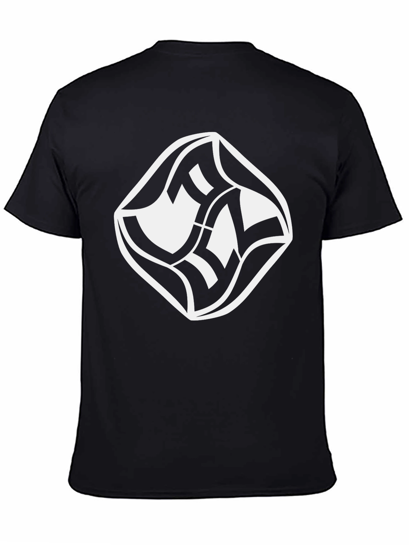 Modern Graphic Tee - Black Shirt White Abstract Design