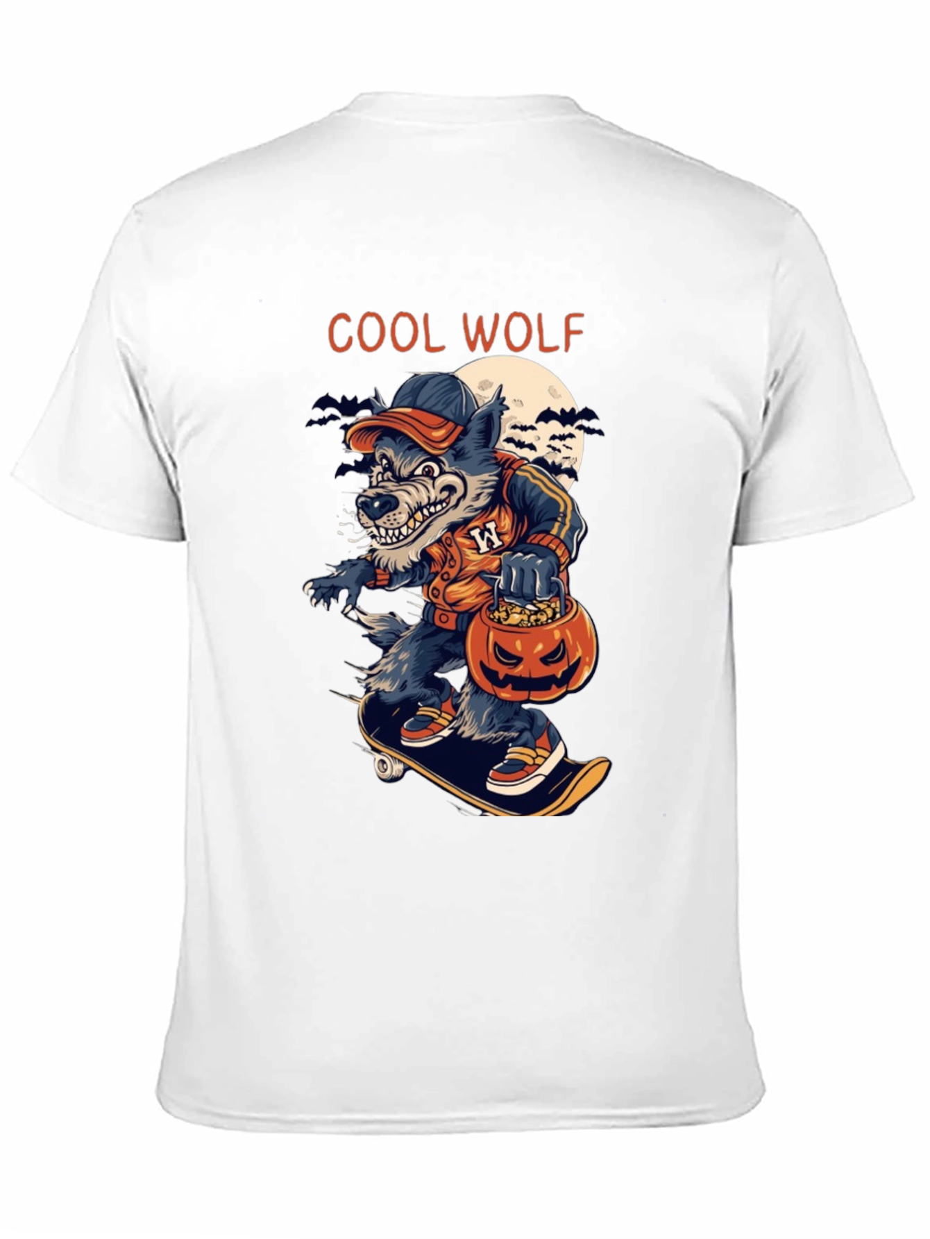 Cool Wolf Halloween Skateboard T-Shirt
