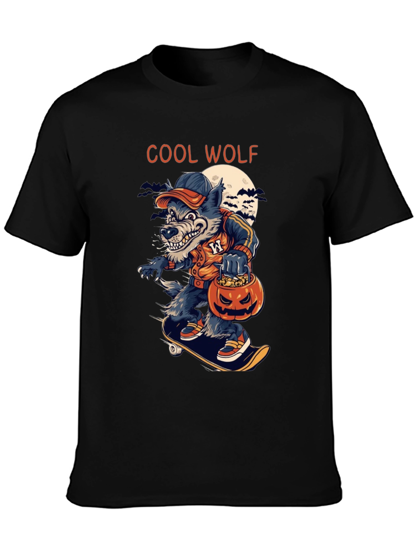Cool Wolf Halloween Skateboard T-Shirt