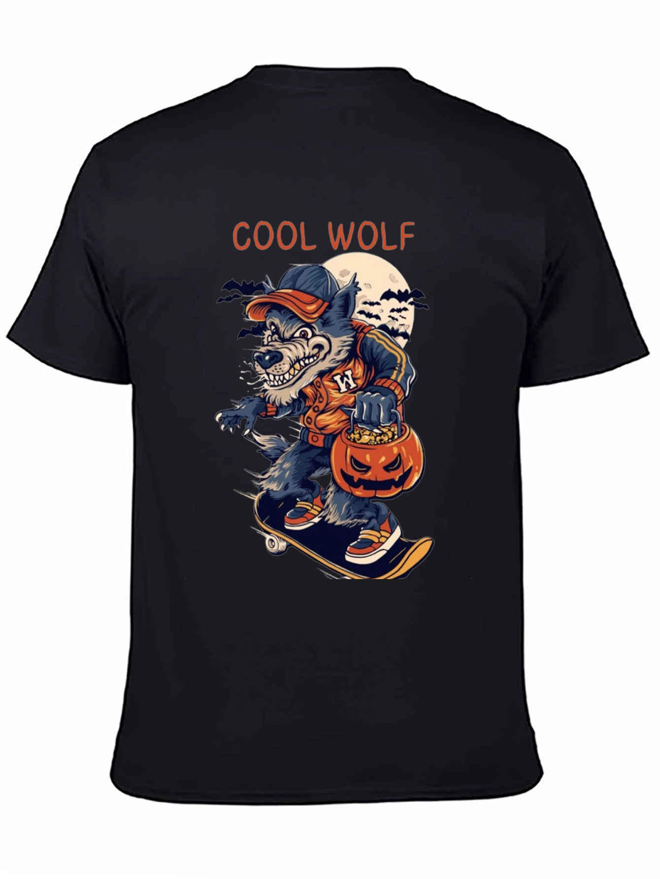 Cool Wolf Halloween Skateboard T-Shirt