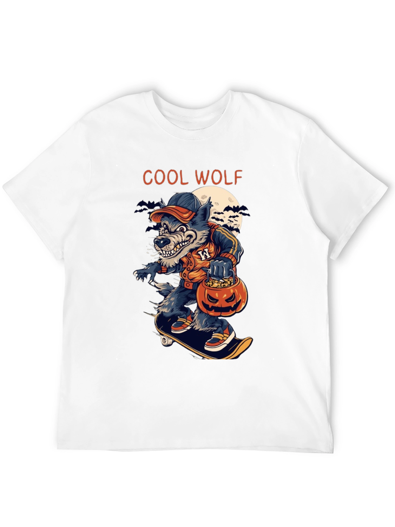 Cool Wolf Halloween Skateboard T-Shirt