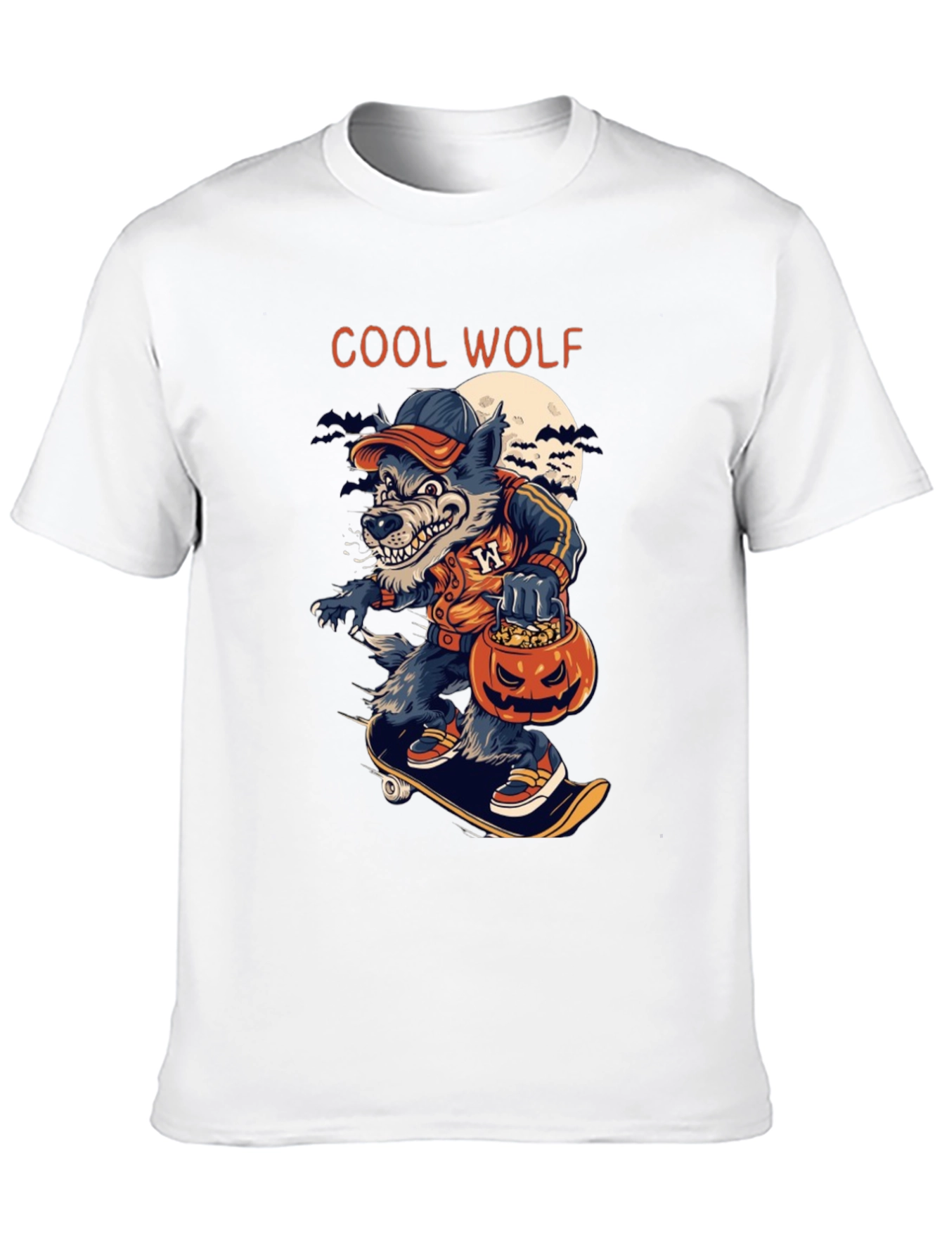 Cool Wolf Halloween Skateboard T-Shirt