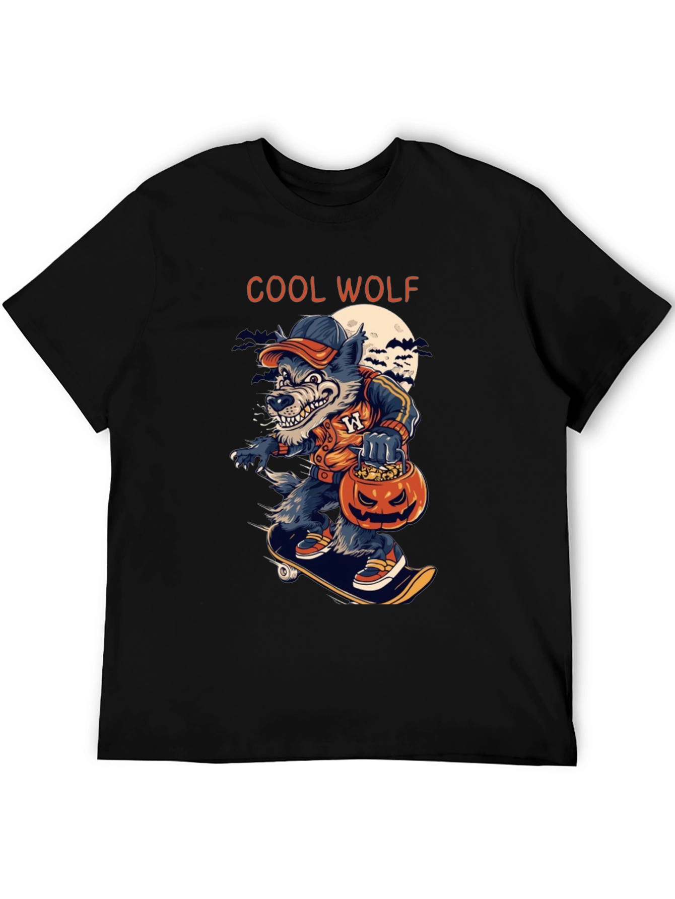 Cool Wolf Halloween Skateboard T-Shirt