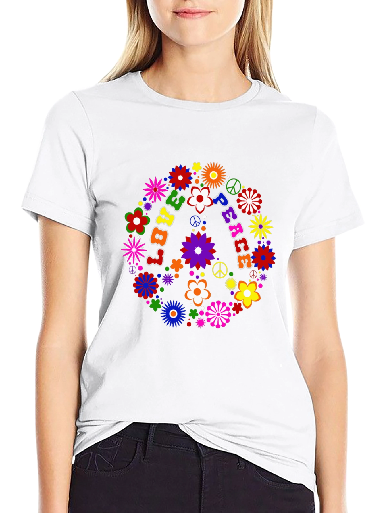 Peace Love Flowers Graphic Tee