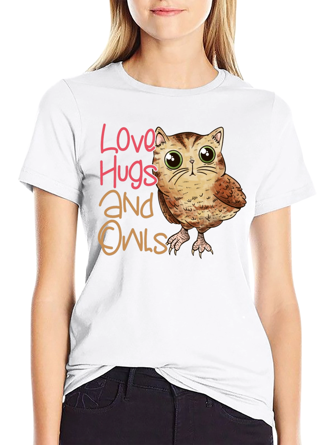 Love Hugs and Owls Graphic T-Shirt